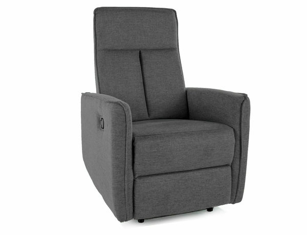 Fotoliu recliner NIKOS, stofa clasica gri inchis - Brego 18, 72x86/159x105 cm