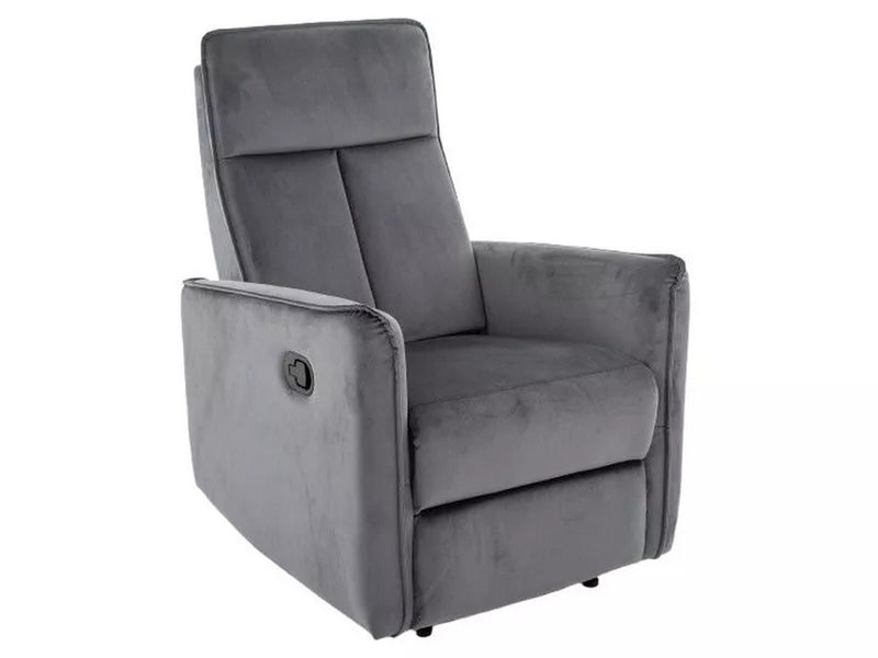 Fotoliu recliner NIKOS, stofa catifelata gri - Bluvel 14, 72x86/159x105 cm