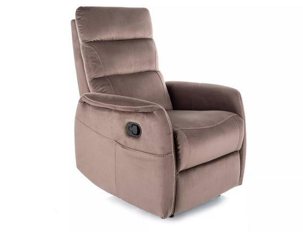 Fotoliu recliner SOLON M, stofa catifelata cappuccino - Bluvel 38, 74x86/162x106 cm