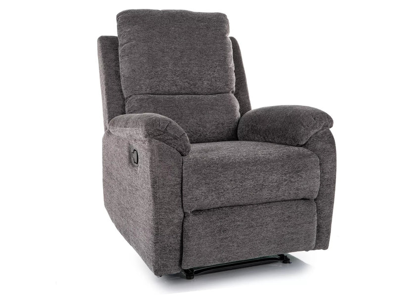 Fotoliu recliner SPENCER 1, gri inchis/negru, stofa clasica/metal, 80x94/164x101 cm