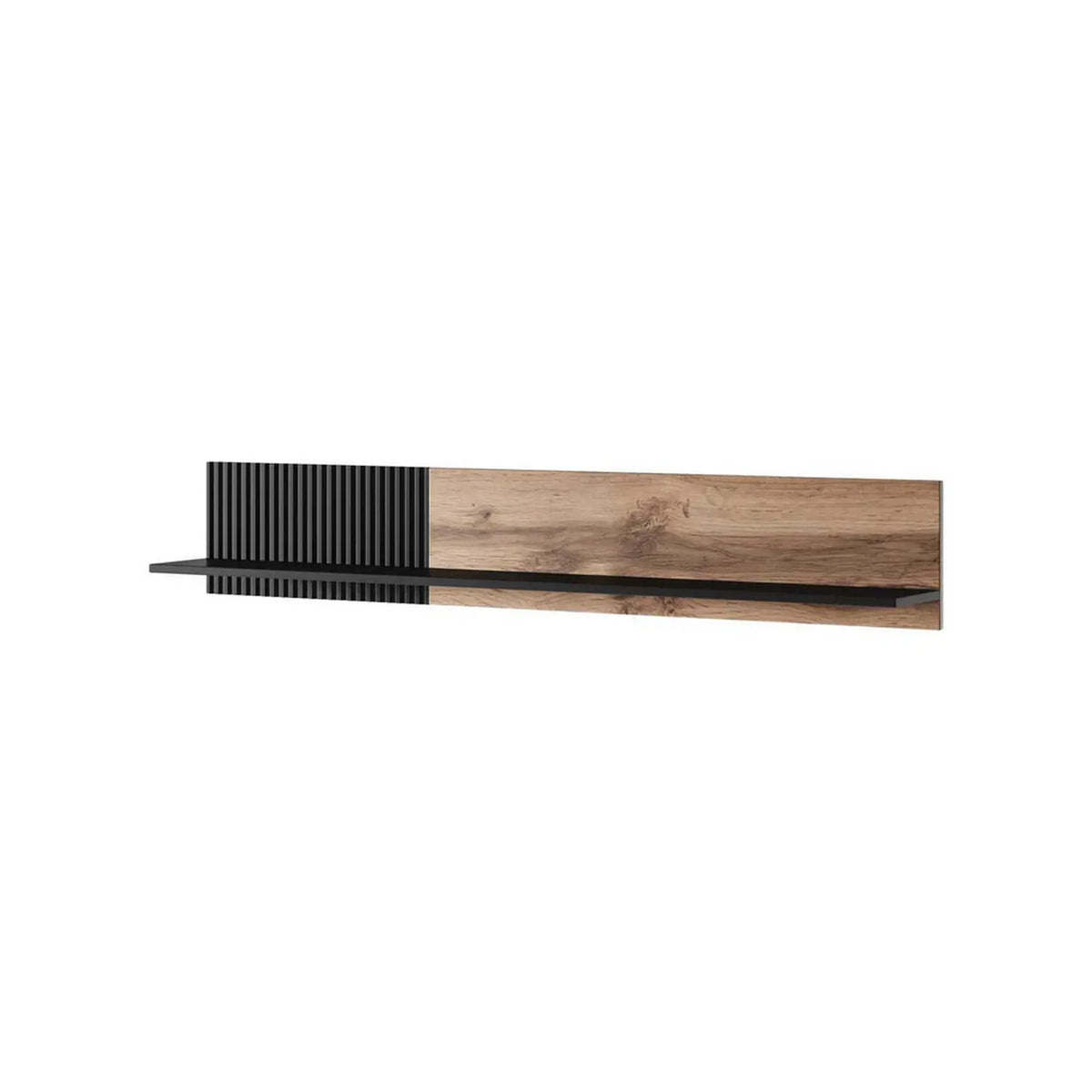Polita RANDOM, stejar wotan/negru, PAL, 150x20x25 cm