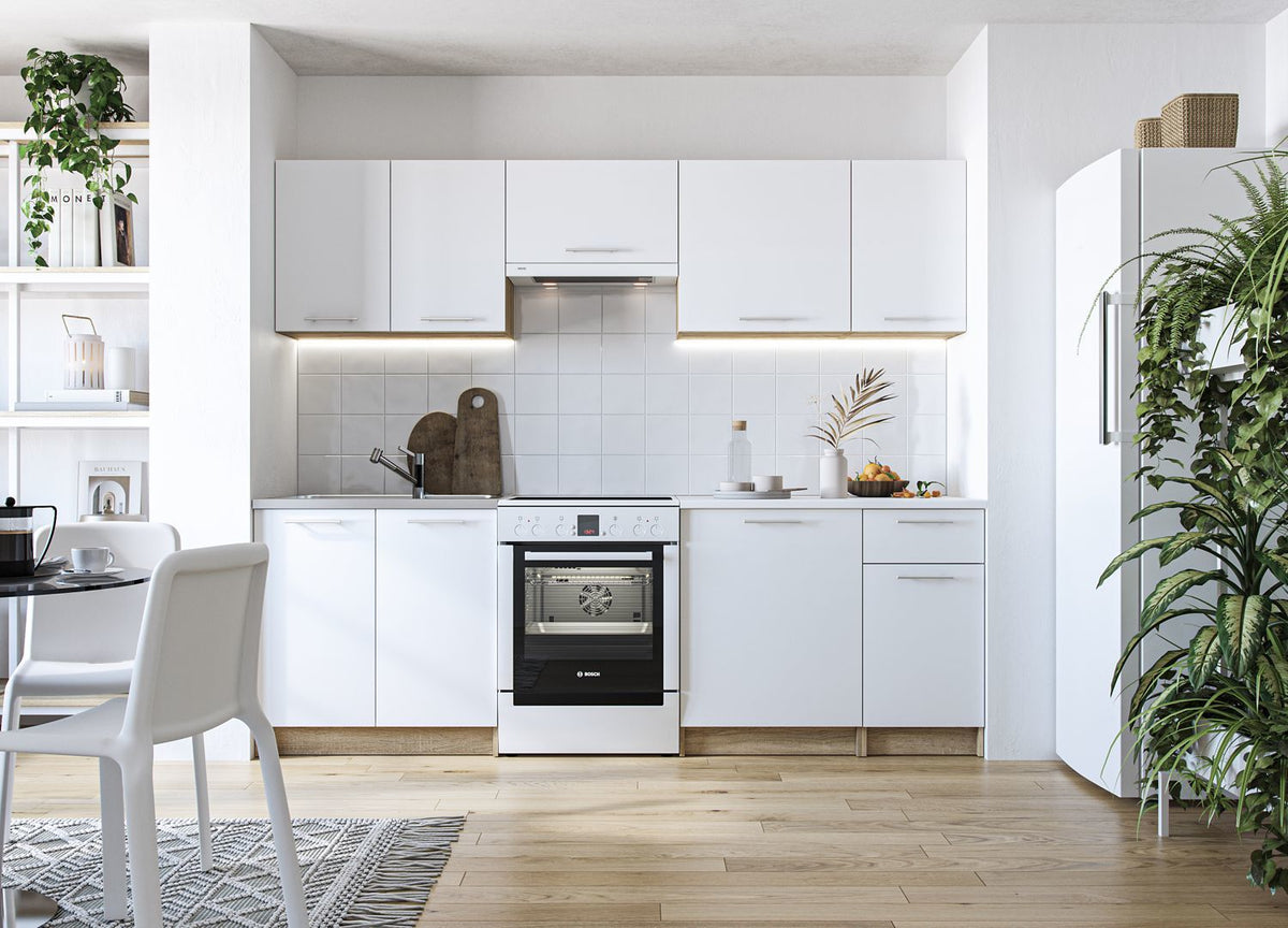Set bucatarie DARIA, alb/stejar sonoma, PAL laminat, 240 cm