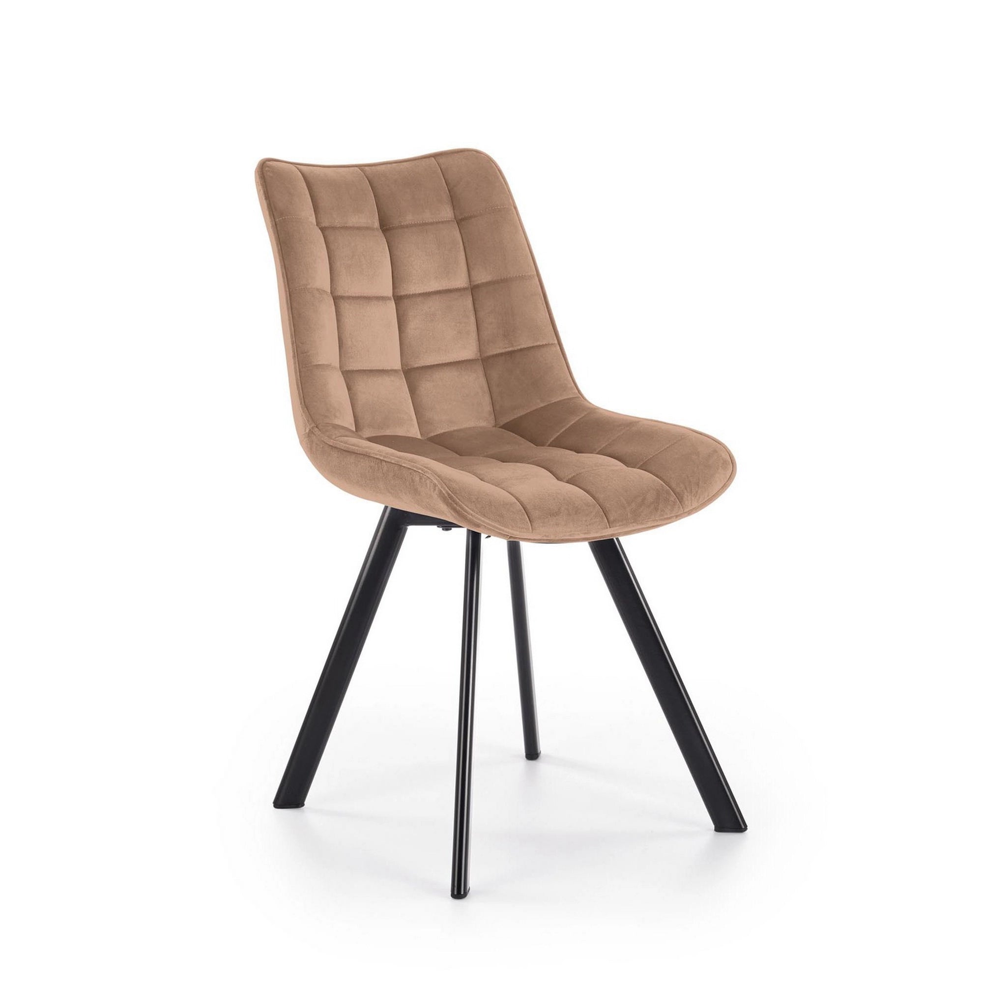 Scaun K332, bej/negru, stofa catifelata/metal, 46x61x84 cm