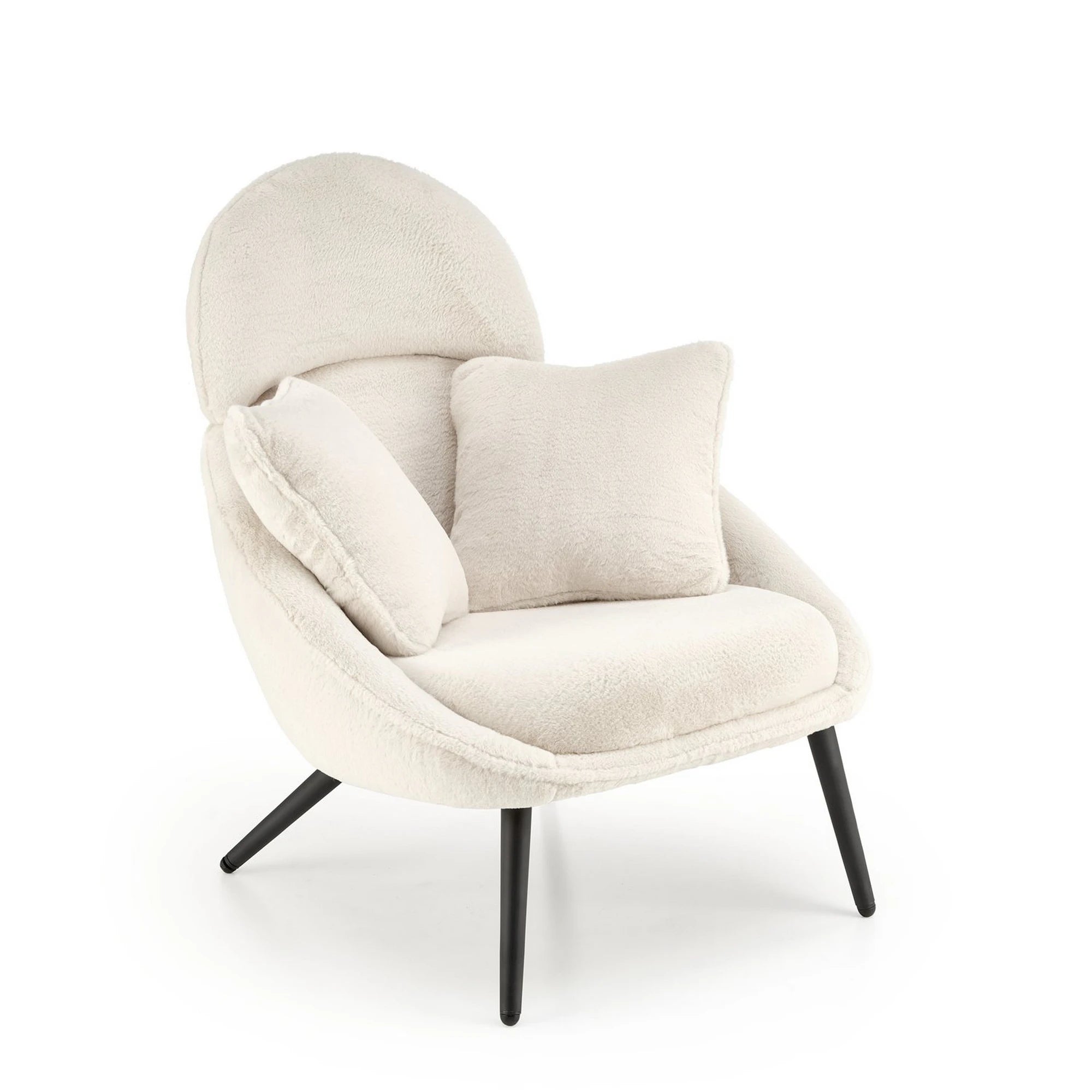 Scaun de relaxare modern MERRY, crem, stofa/otel, 80x90x95 cm