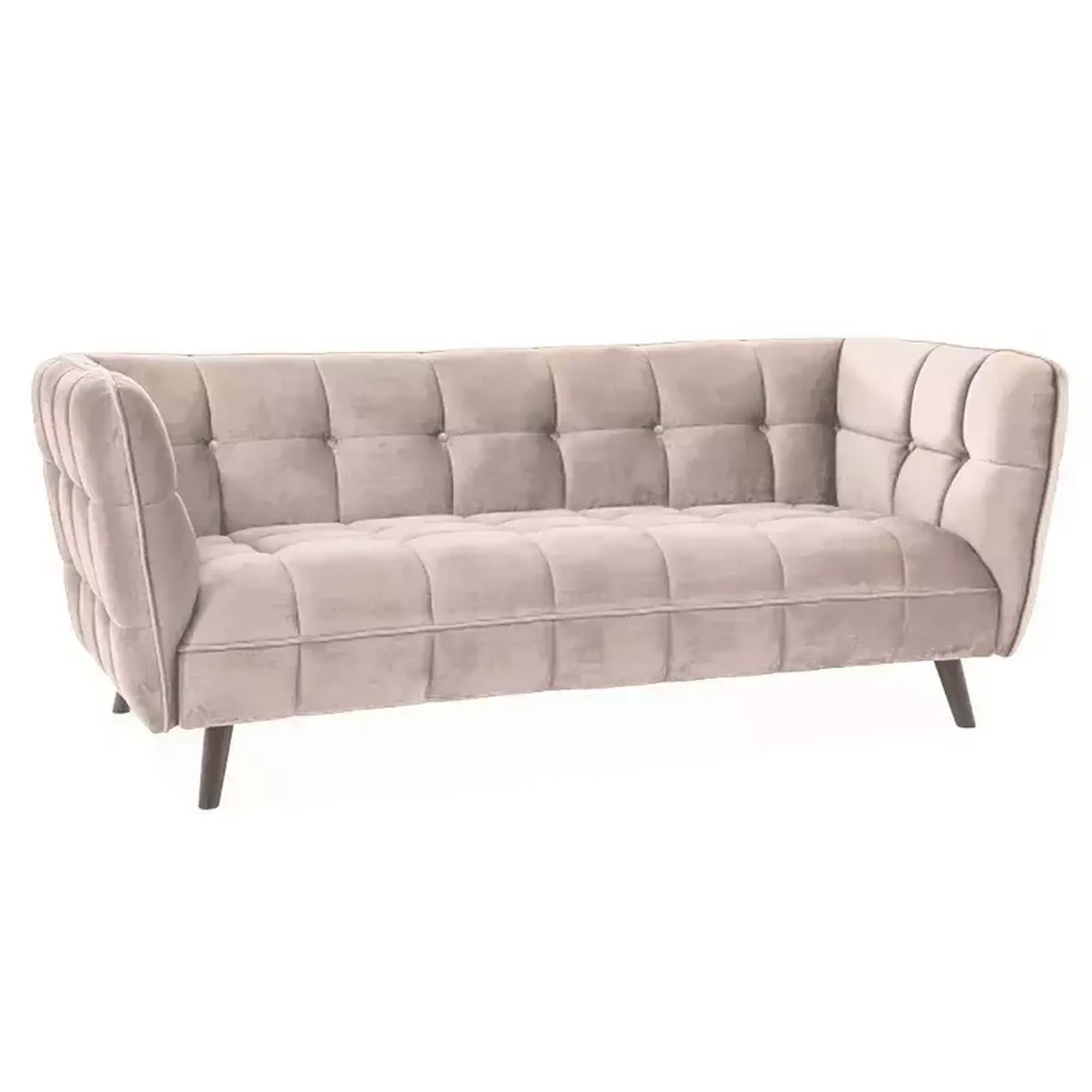 Canapea CASTELLO 3, bej/wenge, stofa catifelata/lemn/PAL, 200x85x78 cm