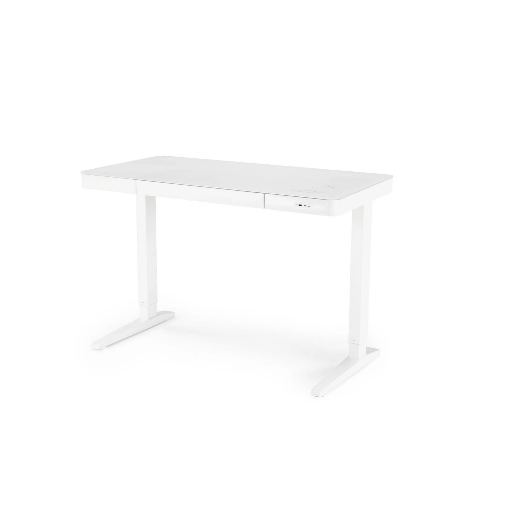 Birou B52, alb, sticla/metal, 120x60x77/120 cm