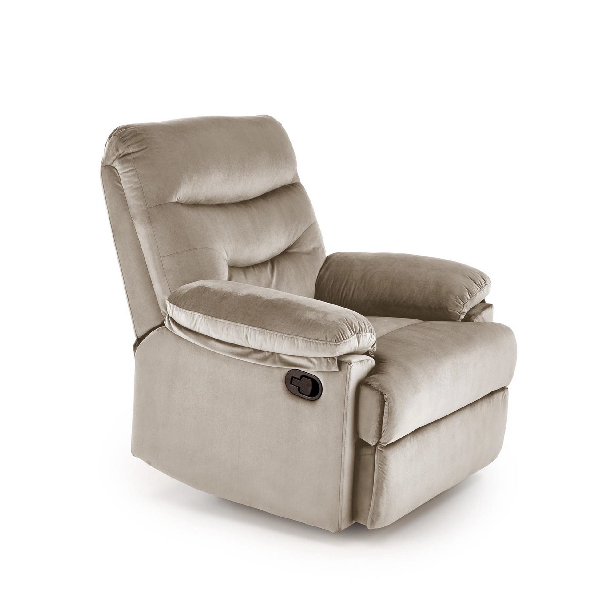 Fotoliu cu recliner DRAGER, bej/negru, stofa catifelata/metal, 88x90/160x105 cm