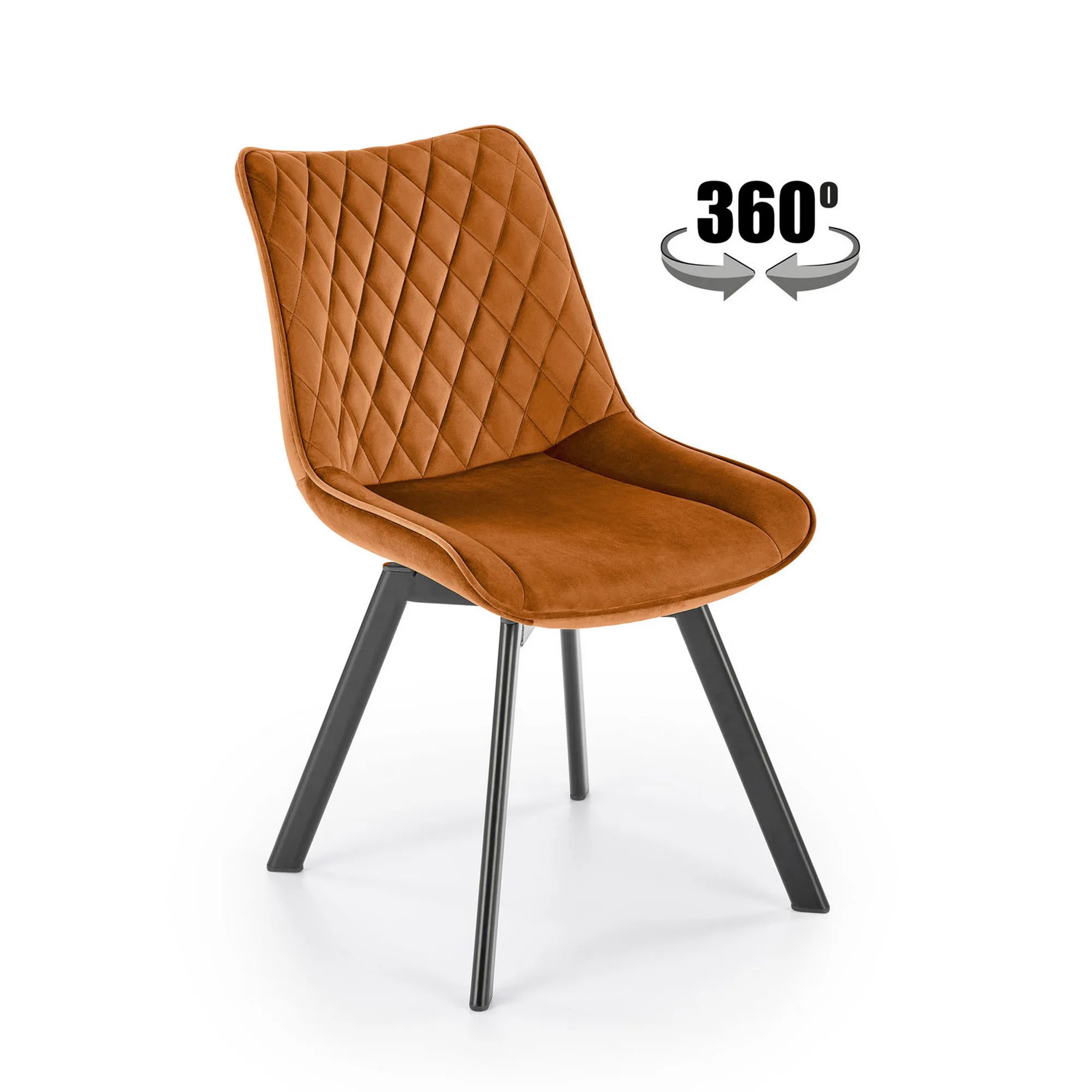 Scaun rotativ K520, caramiziu/negru, stofa catifelata/metal, 45x63x80 cm