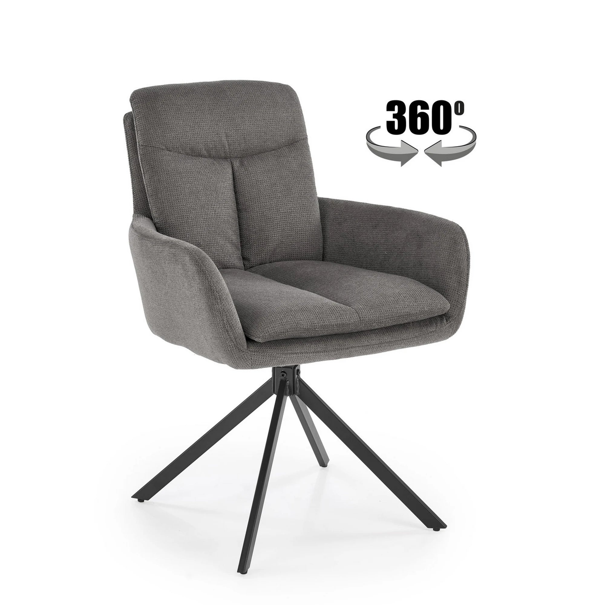 Scaun tapitat stofa clasica K536, gri/negru, 62x68x85 cm