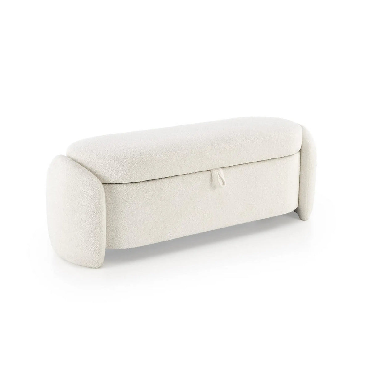 Bancheta FICARIA, stofa buclata crem, 150x40x47 cm