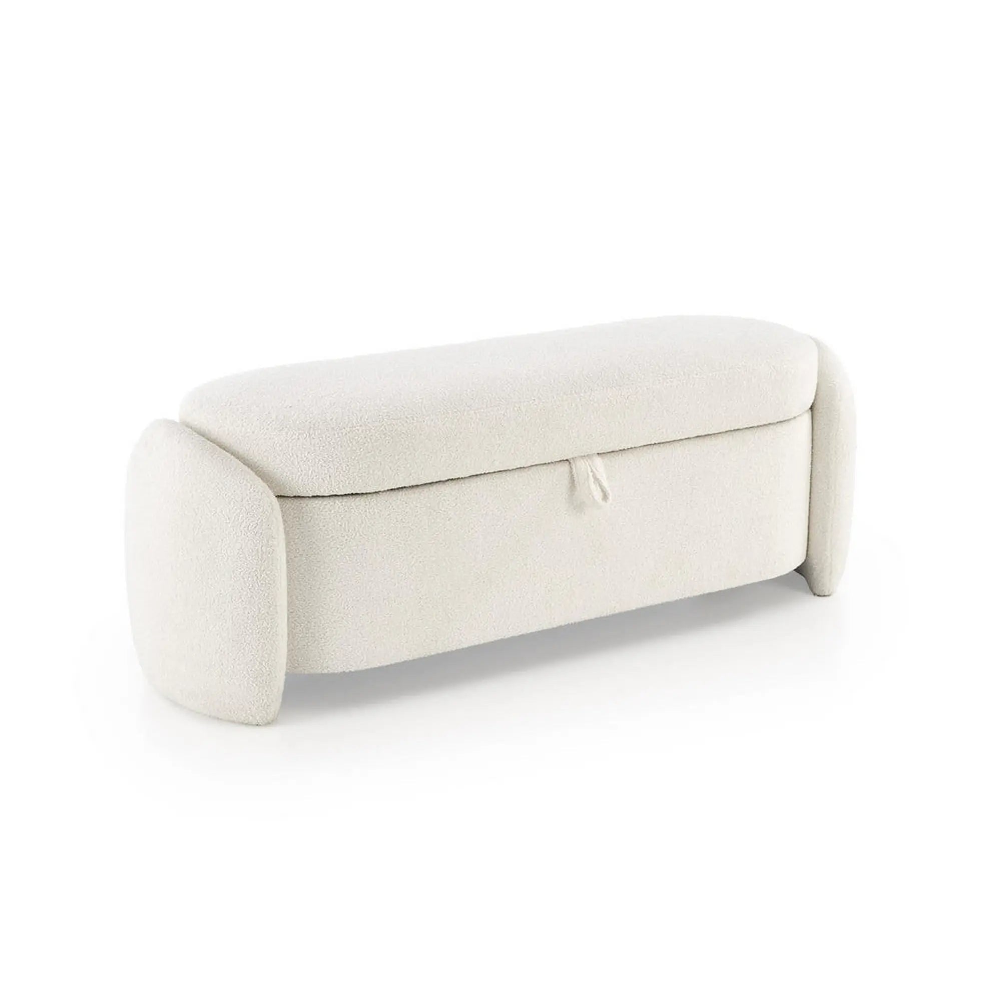 Bancheta FICARIA, stofa buclata crem, 150x40x47 cm