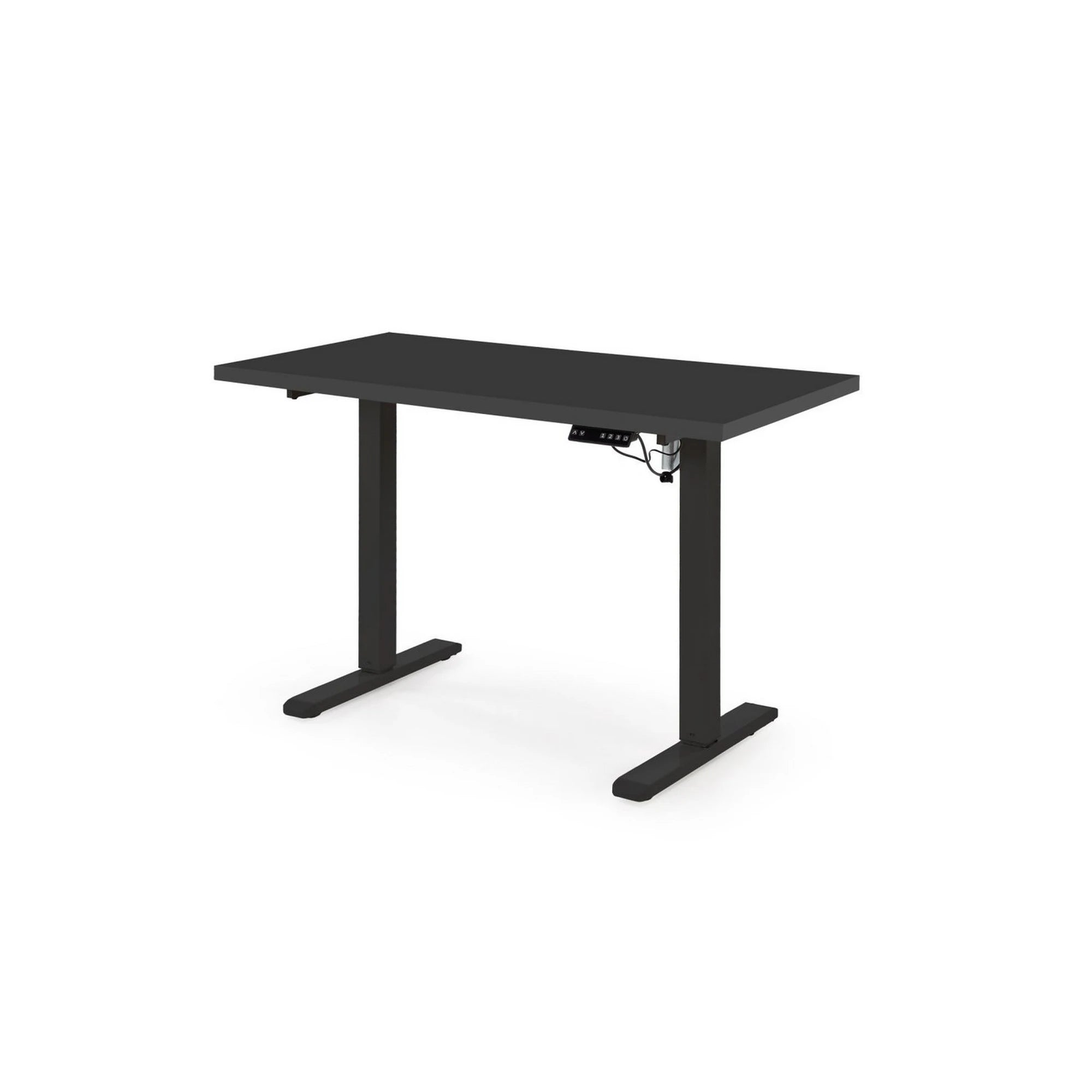 Masa birou B54, negru, PAL laminat/otel, 120x60x75-120 cm