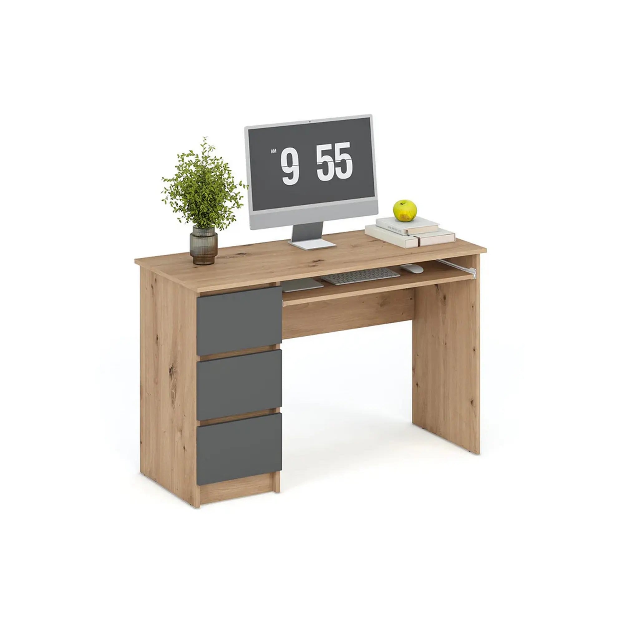 Birou CINO, stejar artisan/gri grafit, PAL laminat, 120x50x77 cm