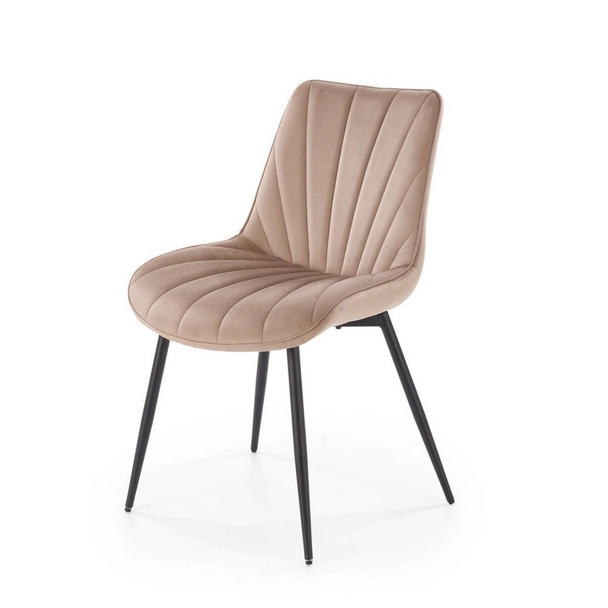 Scaun de sufragerie tapitat K589, bej - Bluvel 40, stofa catifelata/otel, 50x63x87 cm