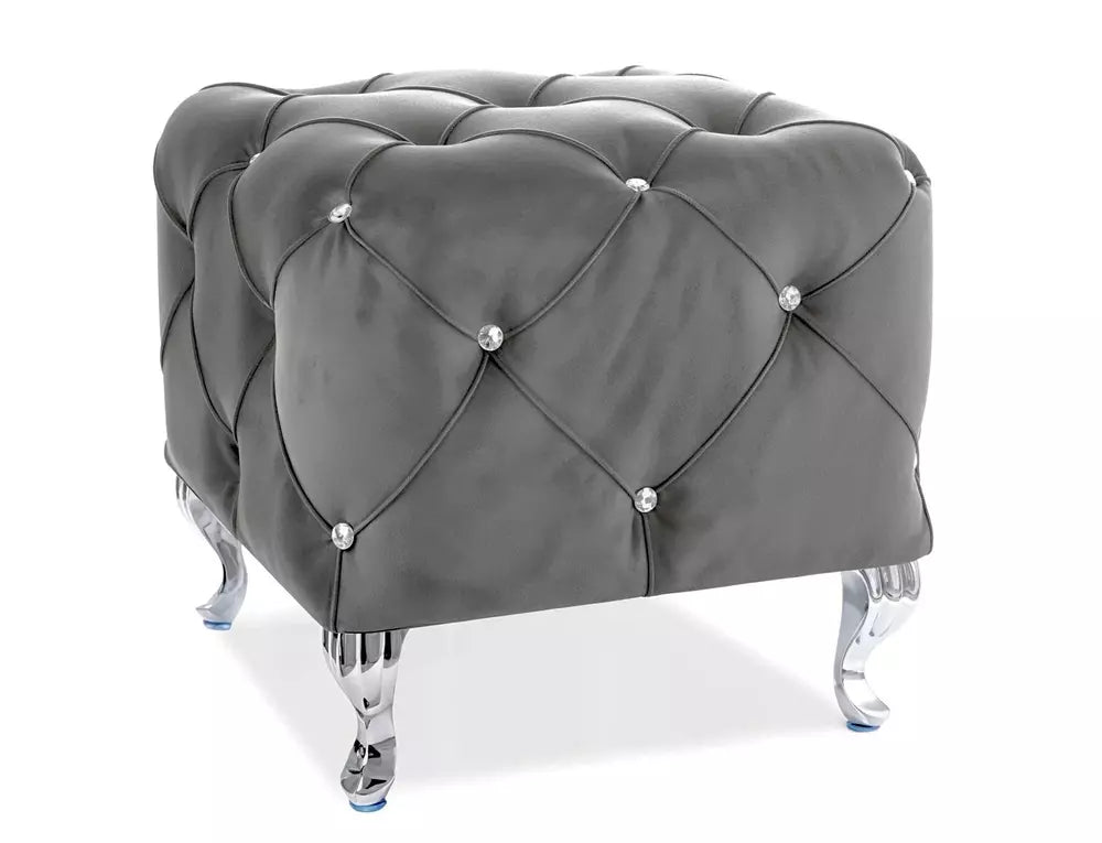 Taburet HESTIA K, stofa catifelata gri - Bluvel 14, 50x50x46 cm