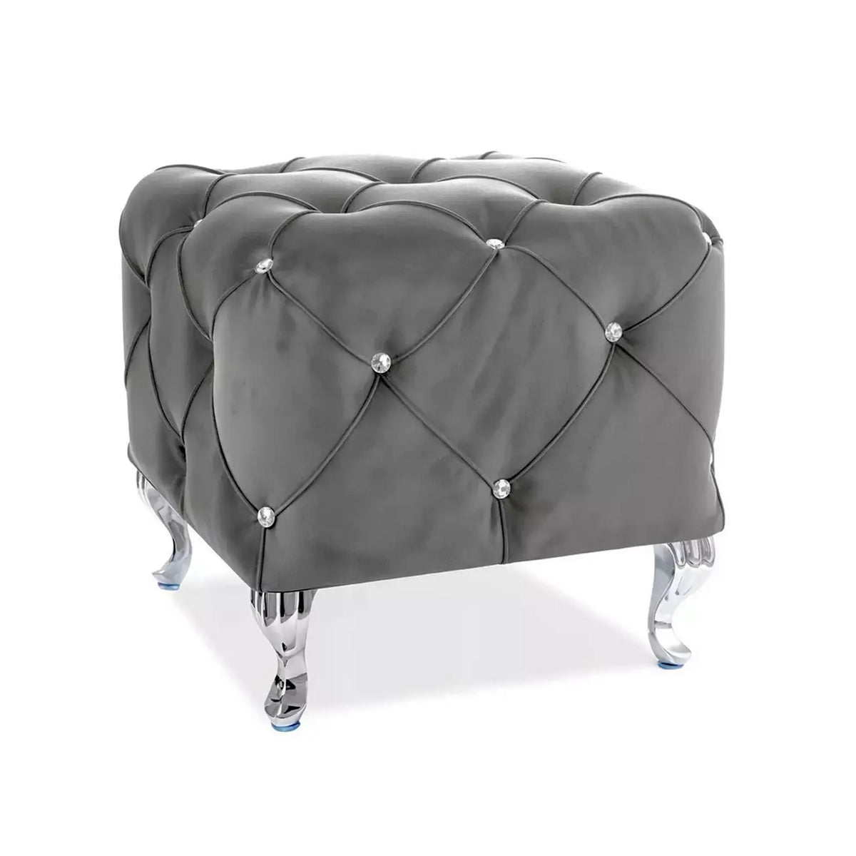 Taburet HESTIA K, stofa catifelata gri - Bluvel 14, 50x50x46 cm