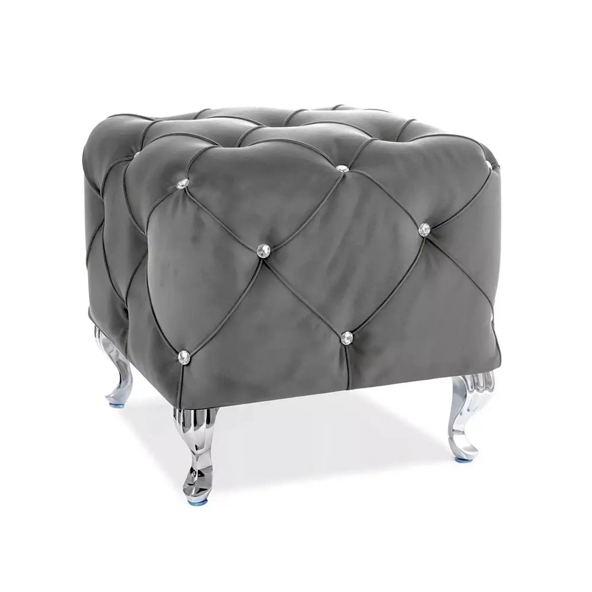 Taburet HESTIA K, stofa catifelata gri - Bluvel 14, 50x50x46 cm
