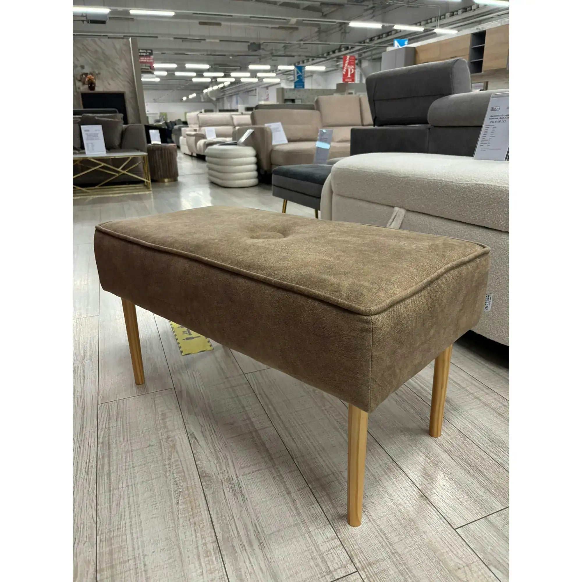 PRODUS RESIGILAT - Bancheta SQUARE, cappuccino, stofa catifelata, 80x40x41 cm