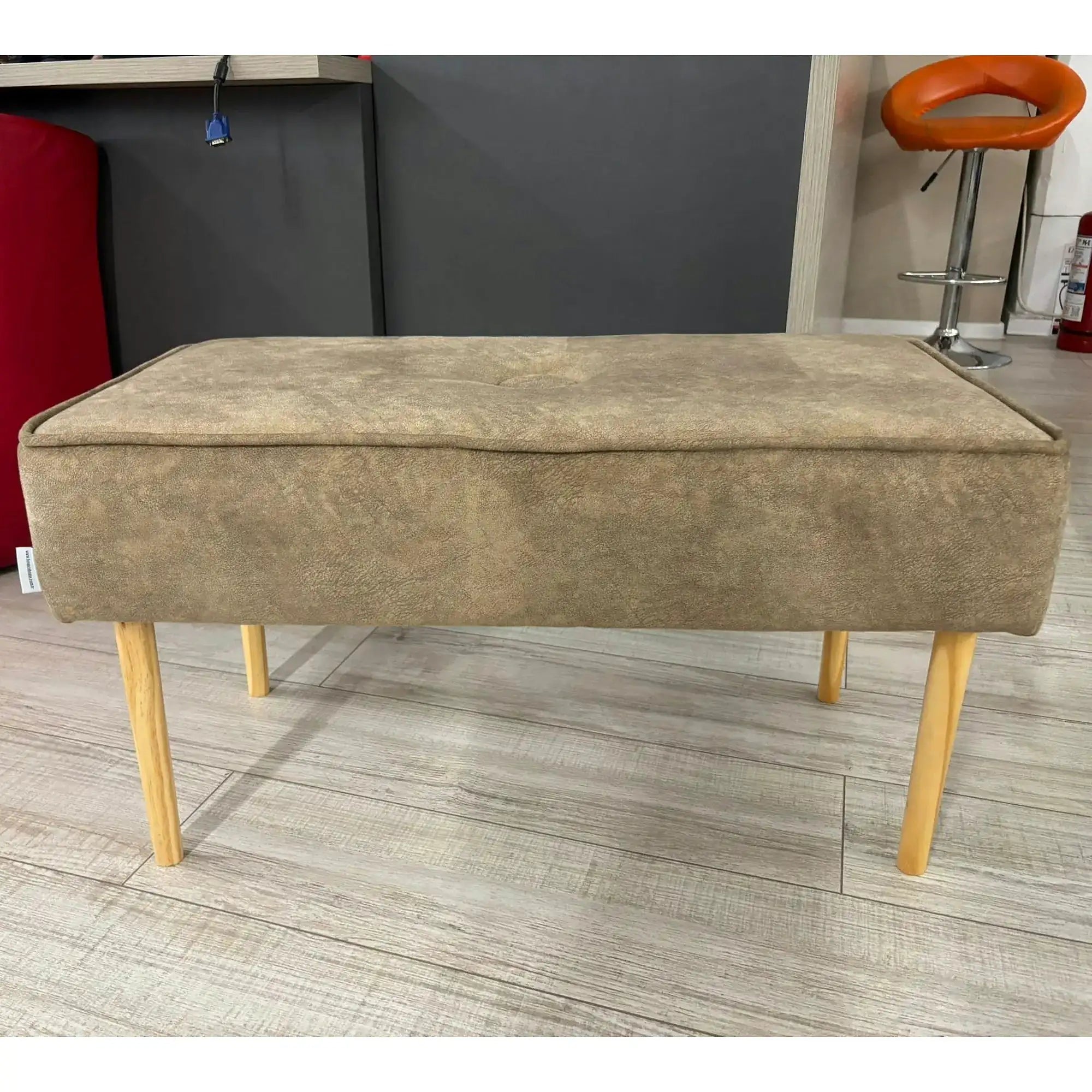 PRODUS RESIGILAT - Bancheta SQUARE, cappuccino, stofa catifelata, 80x40x41 cm