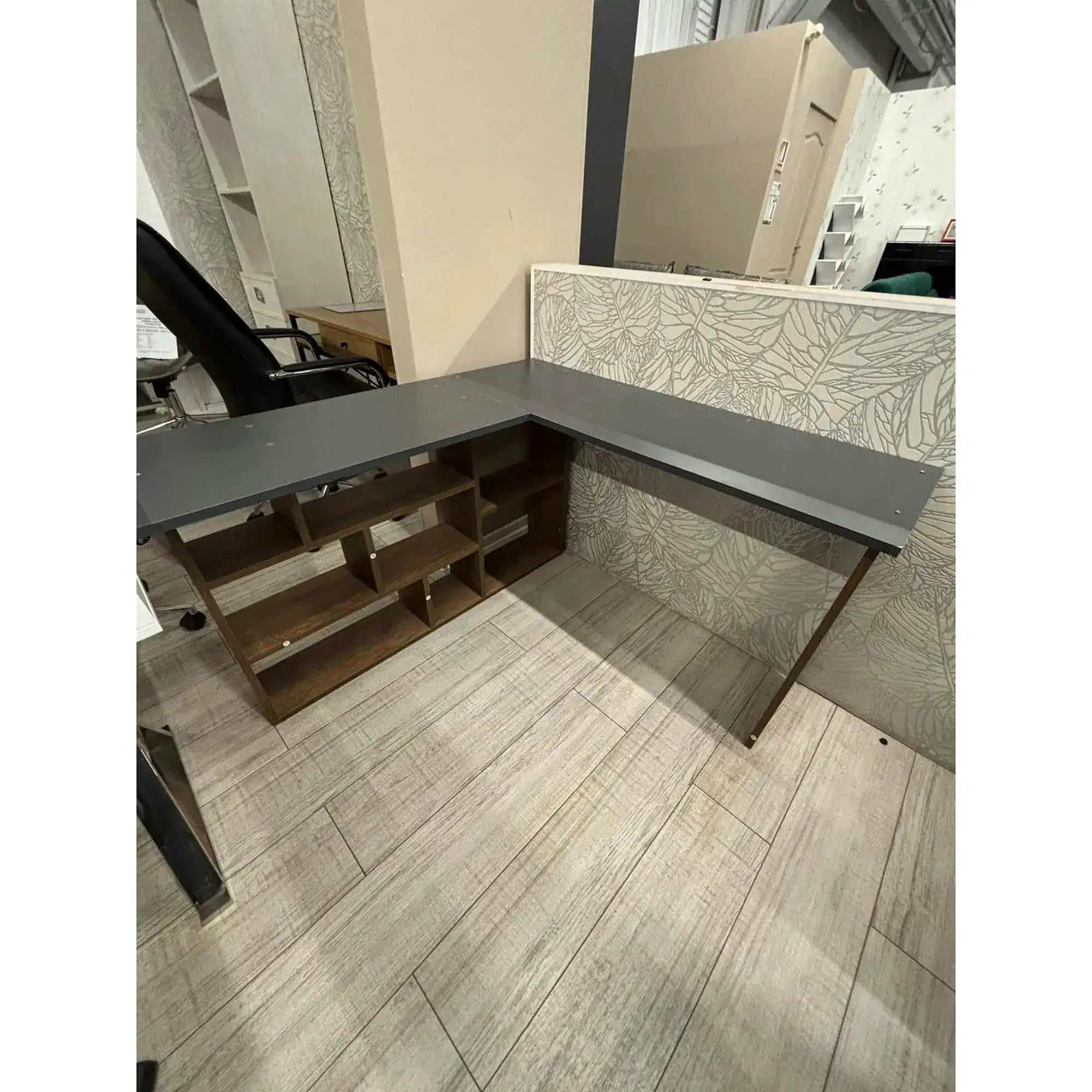 PRODUS RESIGILAT - Birou THEOS, stejar/gri antracit, PAL, 120/129x40x72 cm