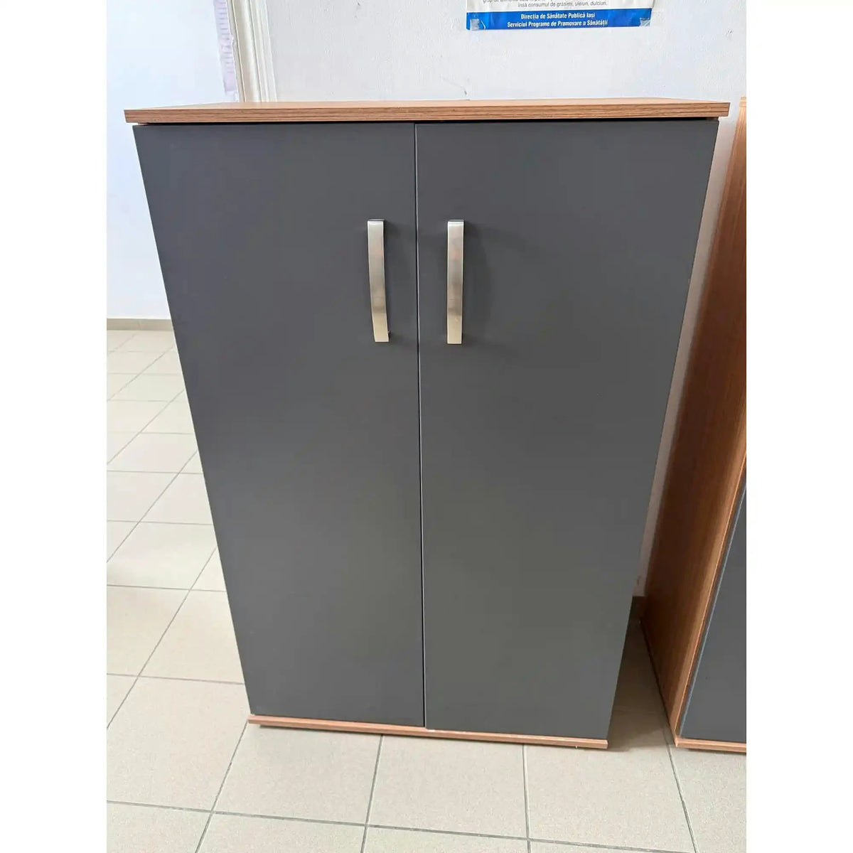 PRODUS RESIGILAT - Comoda EXC1058UDG, stejar/gri, PAL, 77x39x121 cm