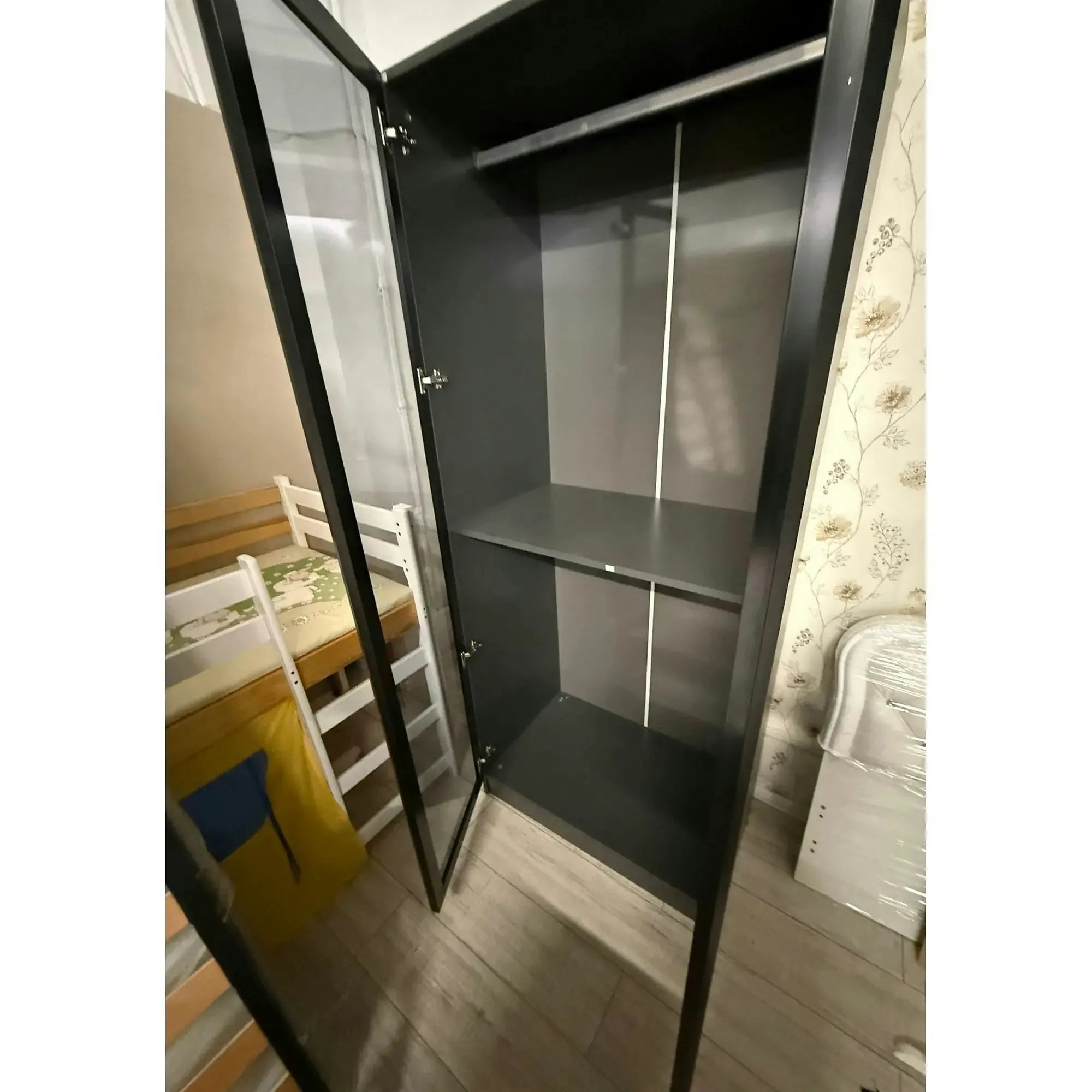 PRODUS RESIGILAT - Dulap KALE, negru, PAL/sticla, 90x52x210 cm