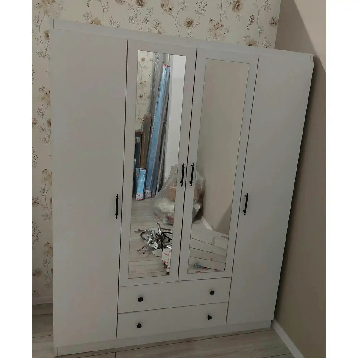 PRODUS RESIGILAT - Dulap LAVINIA 004, alb, PAL, cu oglinda, 140x50x186 cm