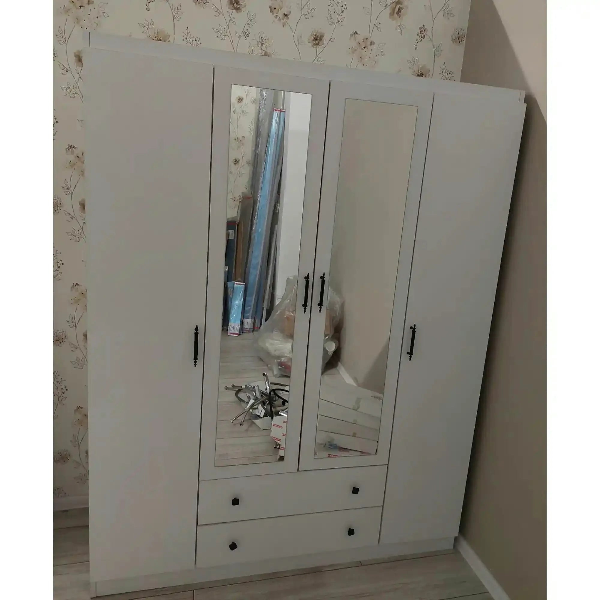 PRODUS RESIGILAT - Dulap LAVINIA 004, alb, PAL, cu oglinda, 140x50x186 cm