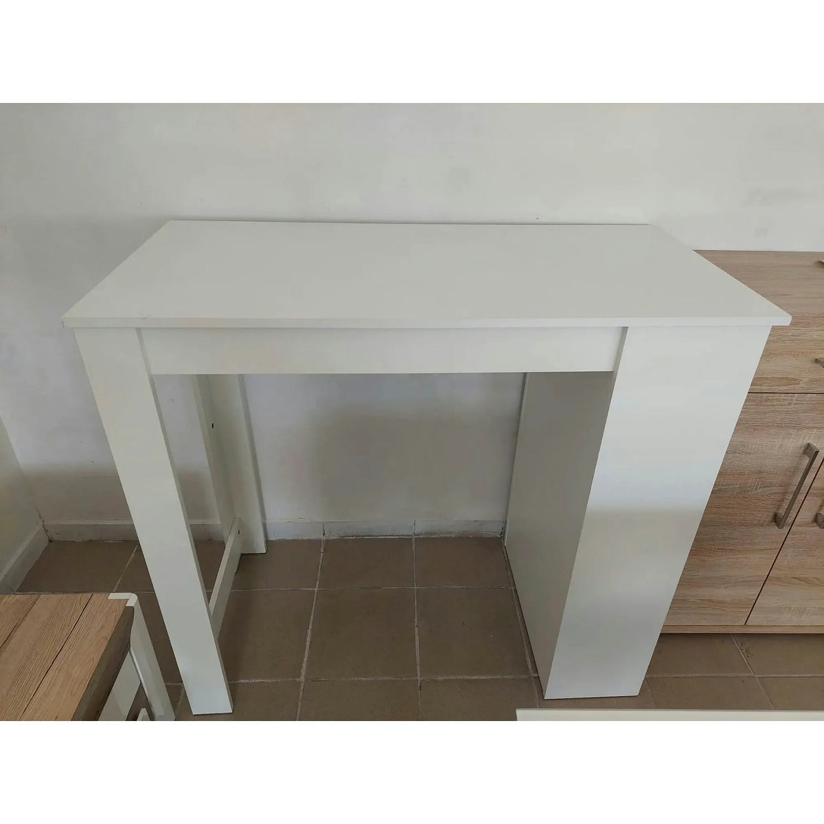 PRODUS RESIGILAT - Masa bar AUSTEN, alb, PAL, 117x57x107 cm