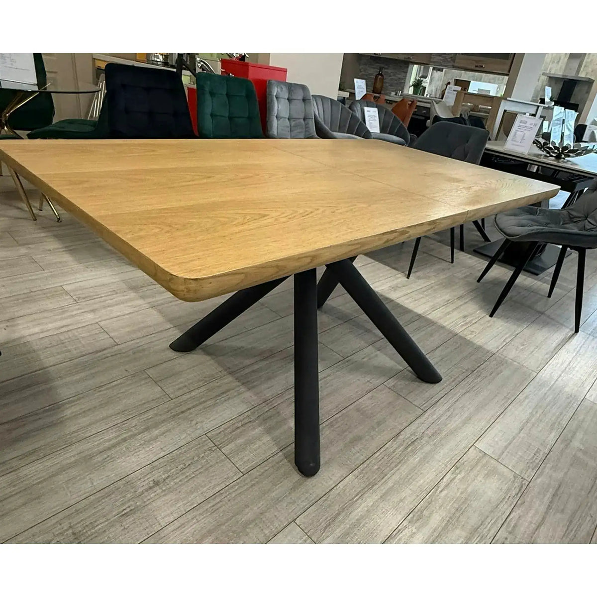 PRODUS RESIGILAT - Masa extensibila DERRICK, stejar natural/negru, 160/200x90x75 cm