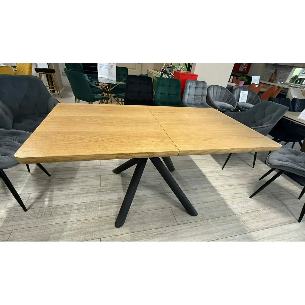 PRODUS RESIGILAT - Masa extensibila DERRICK, stejar natural/negru, 160/200x90x75 cm