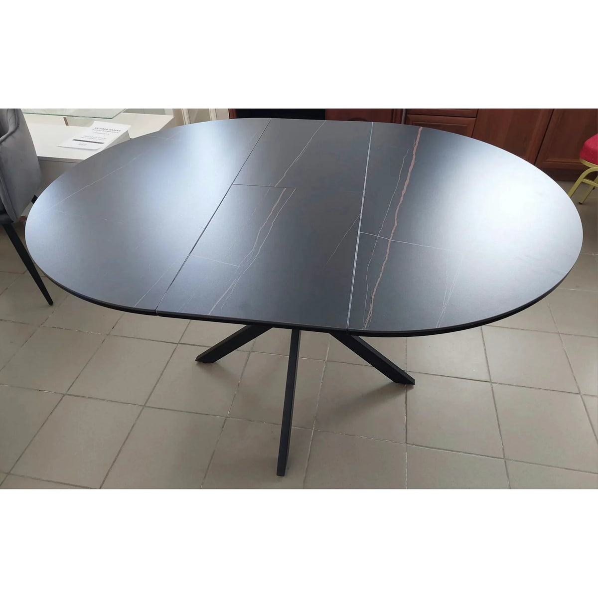 PRODUS RESIGILAT - Masa extensibila GASTON, negru, ceramica/metal, 100/135x100x76 cm