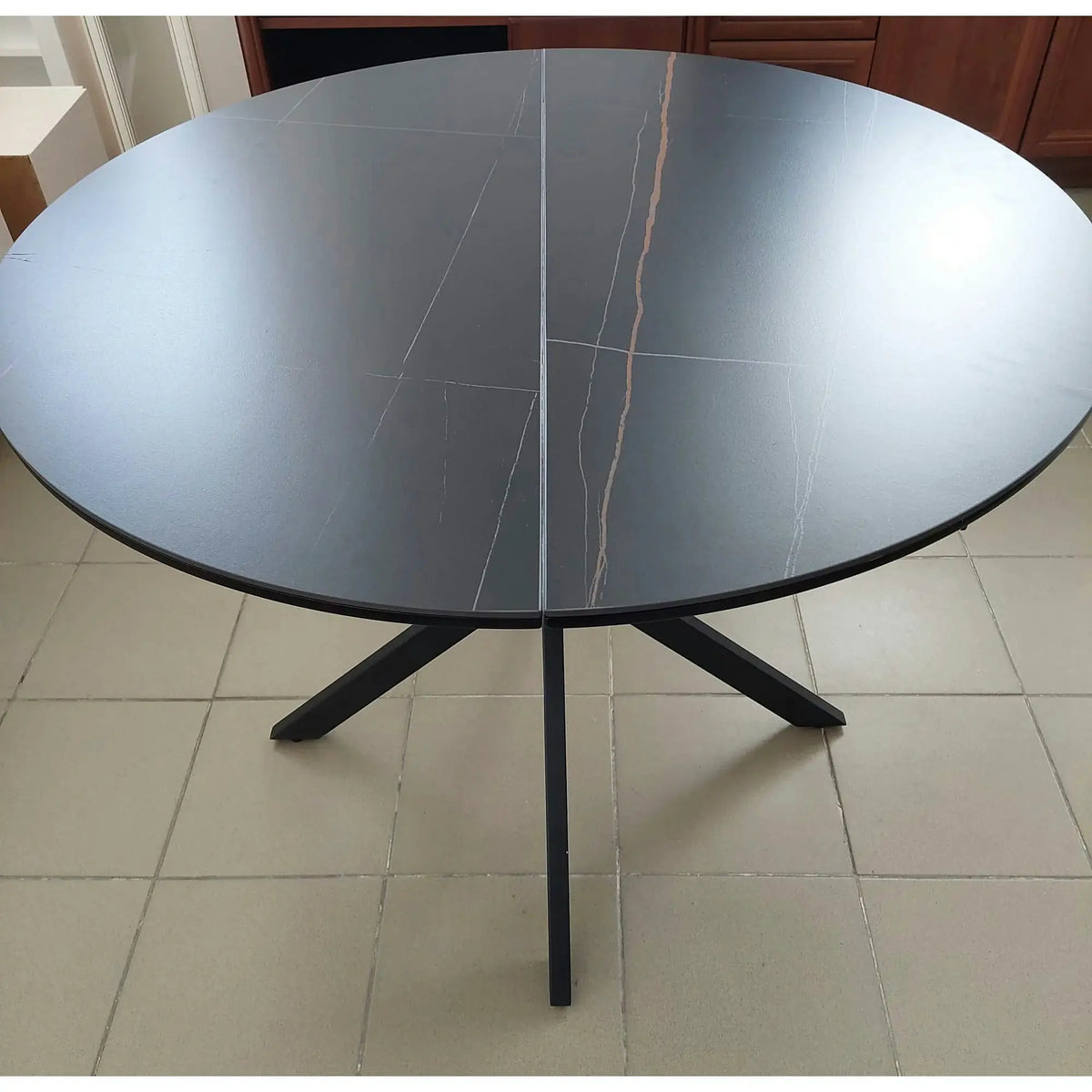 PRODUS RESIGILAT - Masa extensibila GASTON, negru, ceramica/metal, 100/135x100x76 cm