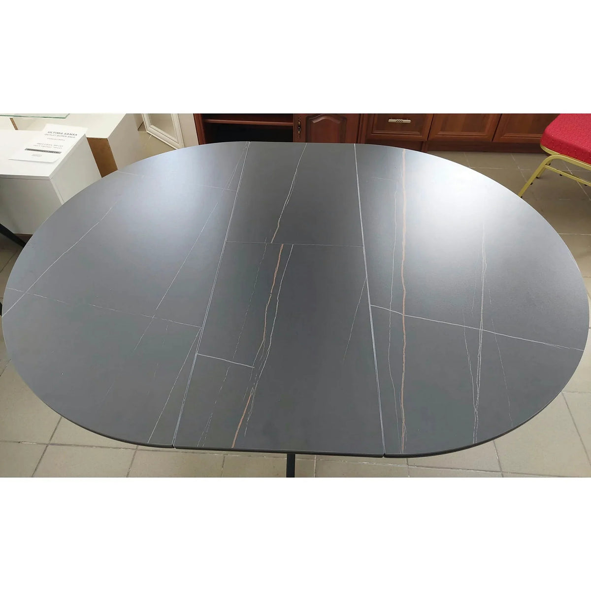 PRODUS RESIGILAT - Masa extensibila GASTON, negru, ceramica/metal, 100/135x100x76 cm