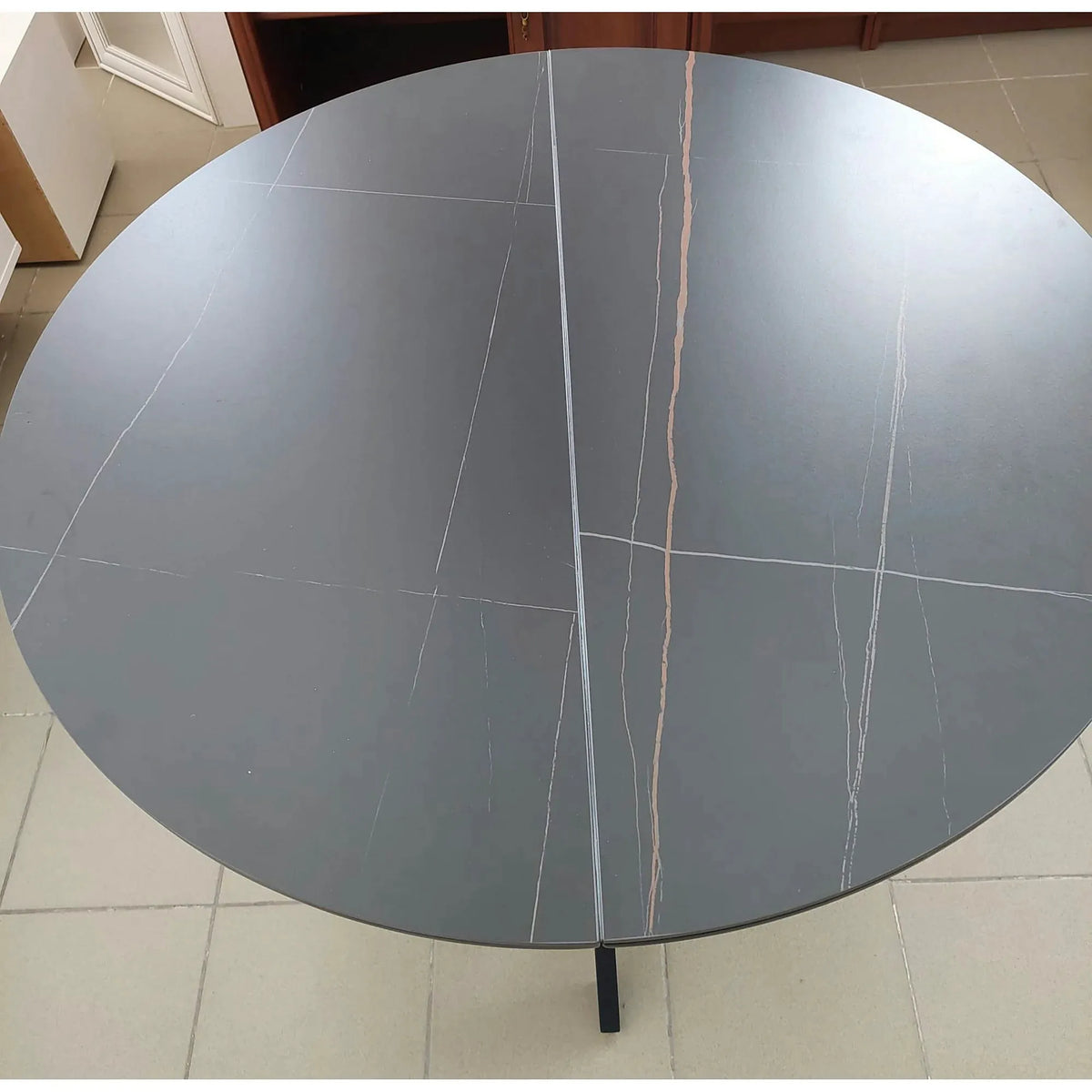 PRODUS RESIGILAT - Masa extensibila GASTON, negru, ceramica/metal, 100/135x100x76 cm