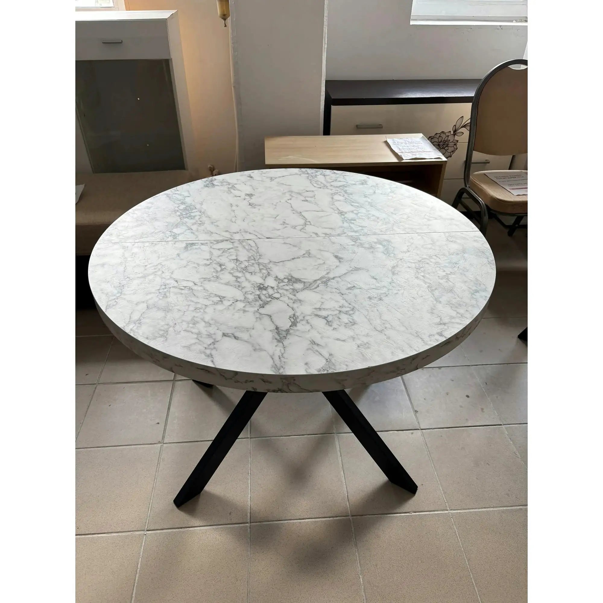 PRODUS RESIGILAT - Masa extensibila mare PERONI, alb/negru, PAL furniruit /otel, 100/250x100x75 cm