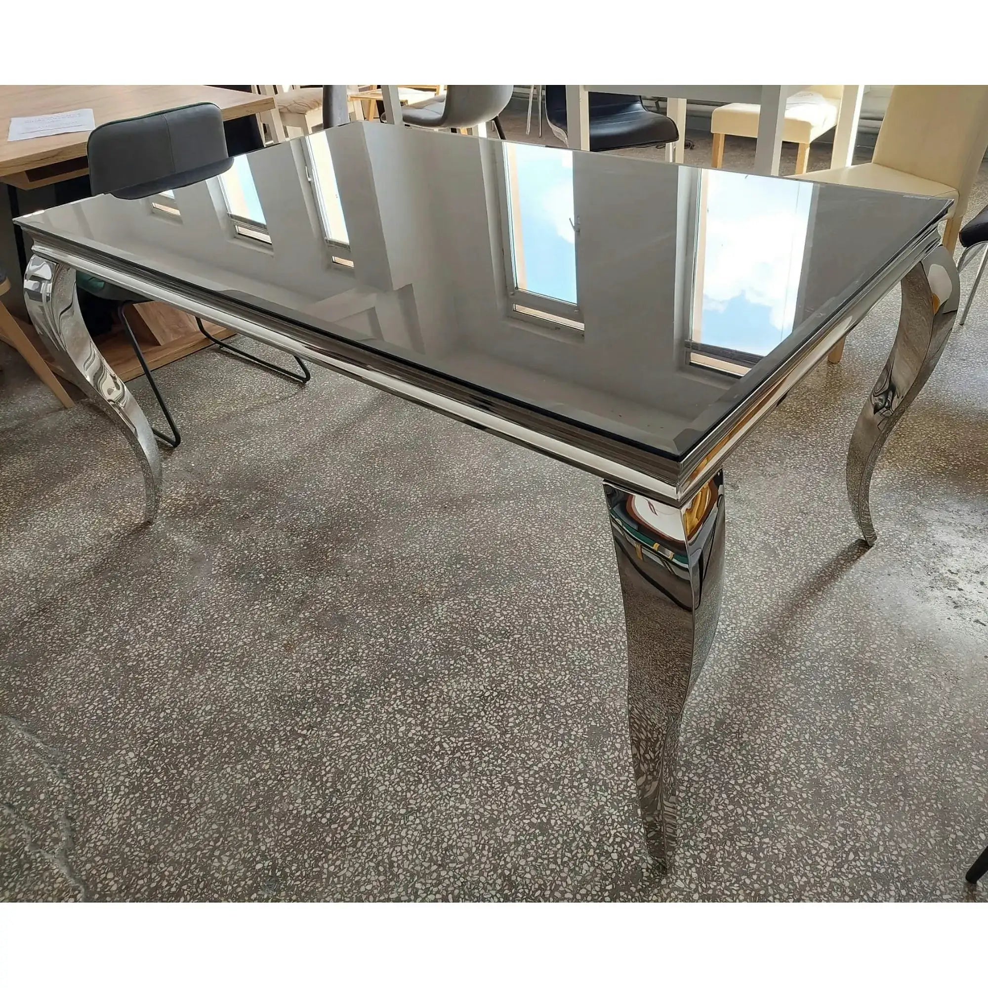 PRODUS RESIGILAT - Masa PRINCE, negru/crom, sticla/metal, 150x90x75 cm