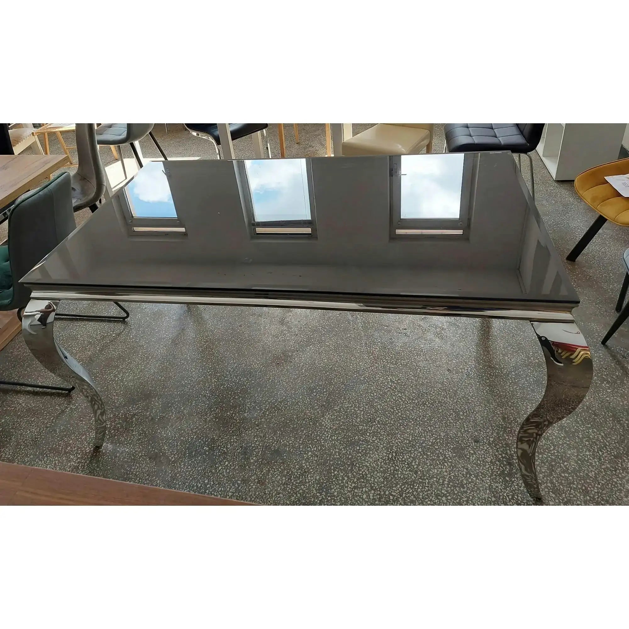 PRODUS RESIGILAT - Masa PRINCE, negru/crom, sticla/metal, 150x90x75 cm