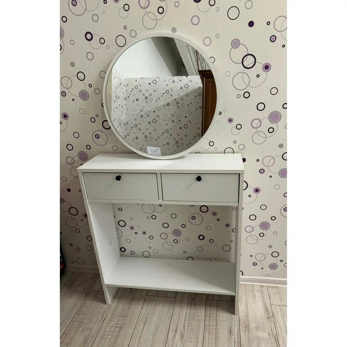 PRODUS RESIGILAT - Masa toaleta LR1-W, alb, PAL, cu oglinda, 80x24x90 cm