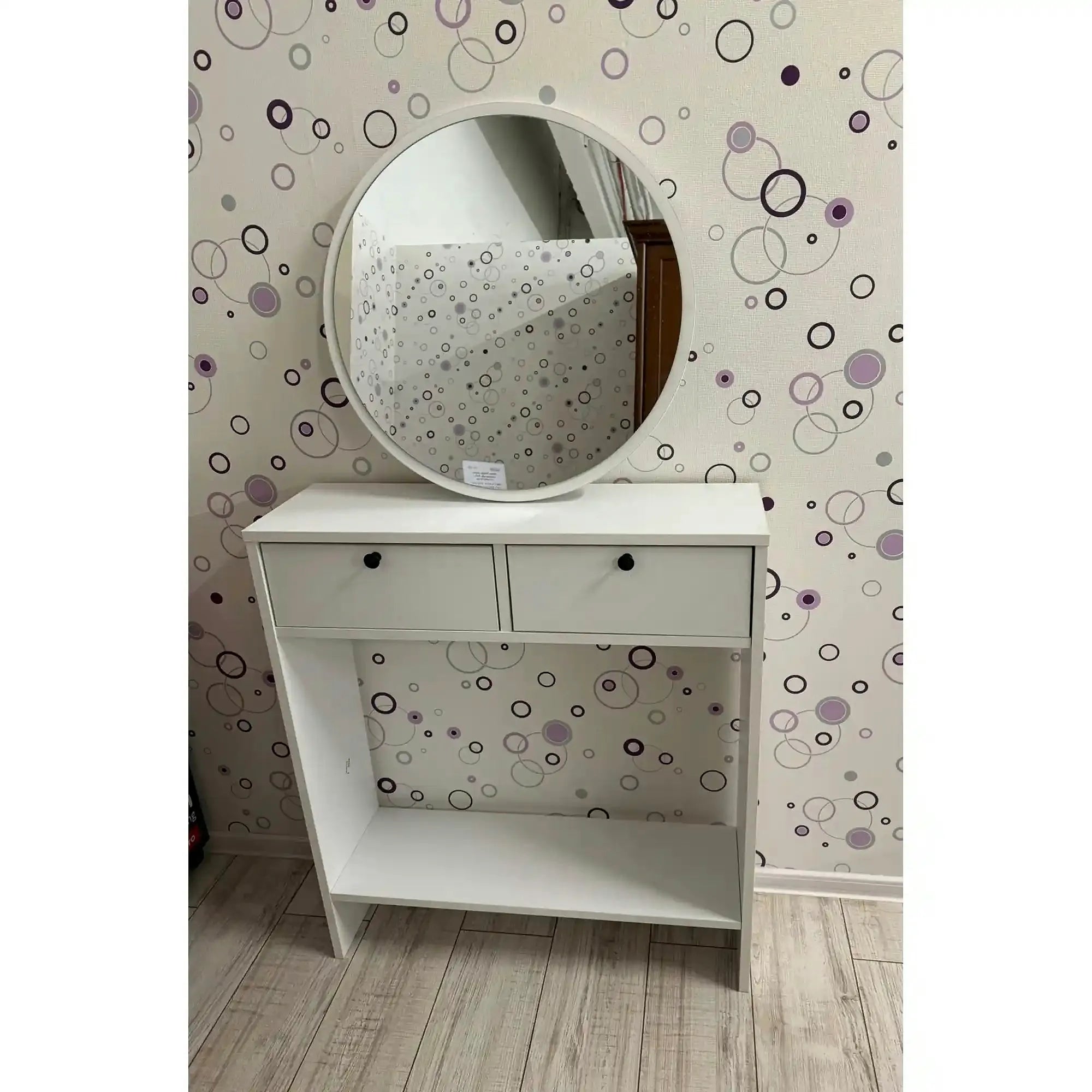PRODUS RESIGILAT - Masa toaleta LR1-W, alb, PAL, cu oglinda, 80x24x90 cm