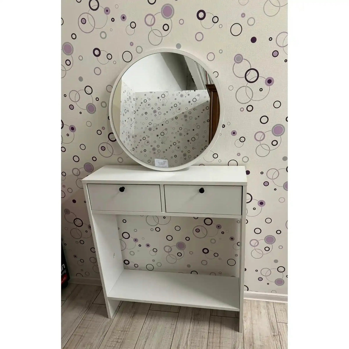 PRODUS RESIGILAT - Masa toaleta LR1-W, alb, PAL, cu oglinda, 80x24x90 cm