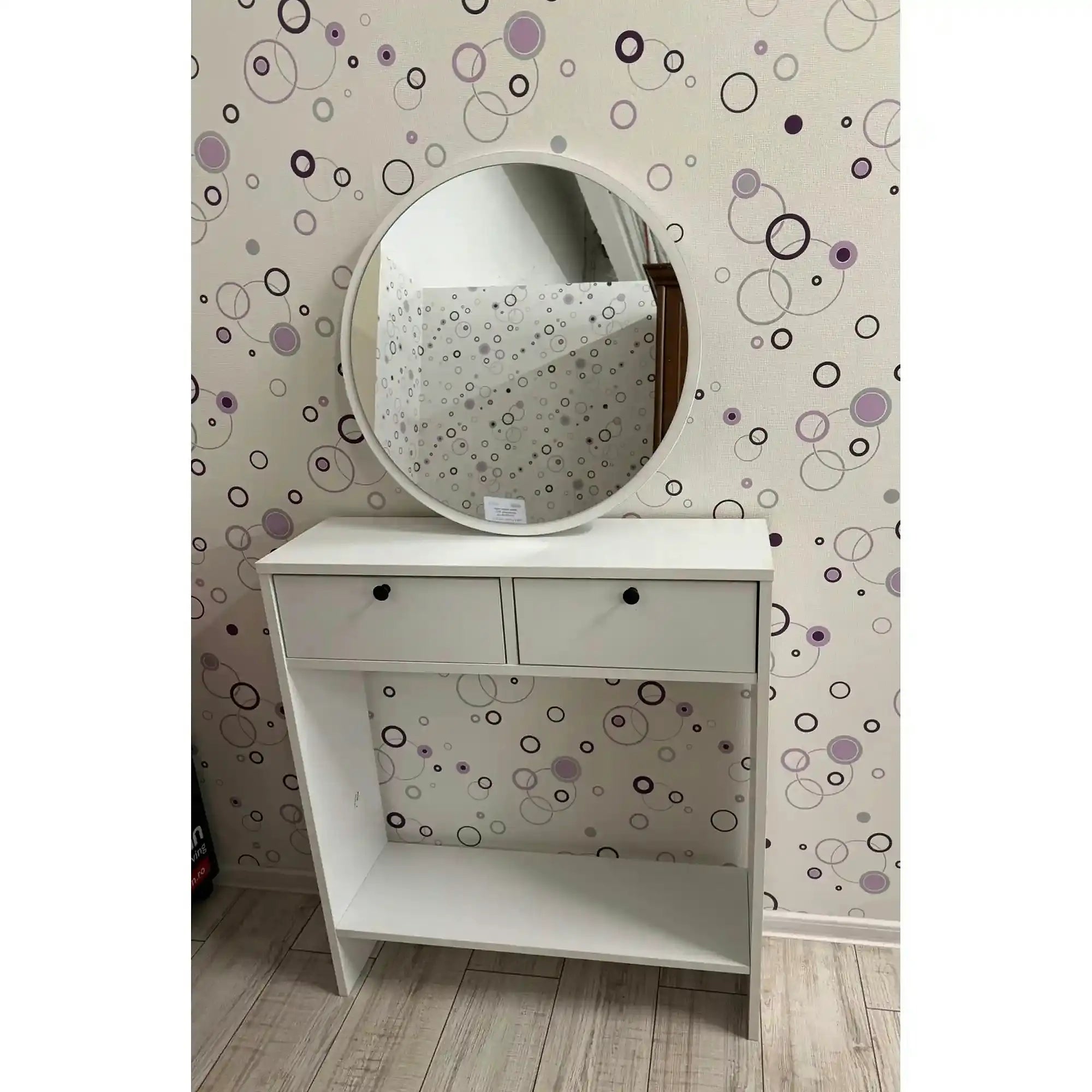 PRODUS RESIGILAT - Masa toaleta LR1-W, alb, PAL, cu oglinda, 80x24x90 cm