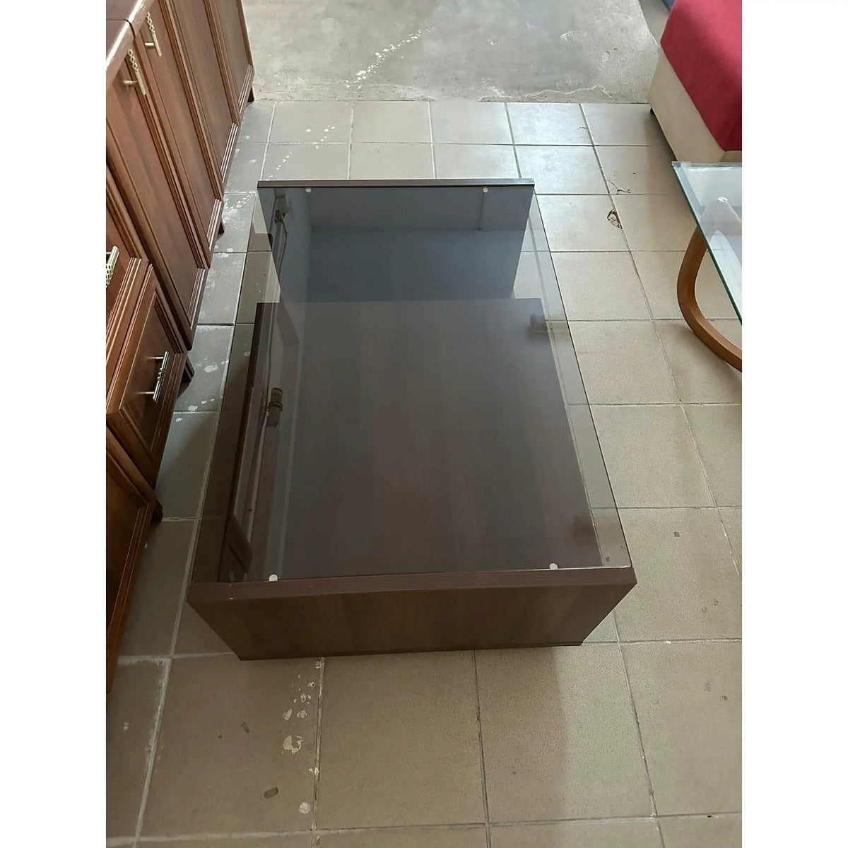PRODUS RESIGILAT - Masuta cafea L100 ZEPPELIN, nuc, PAL/sticla, 100x65x40 cm