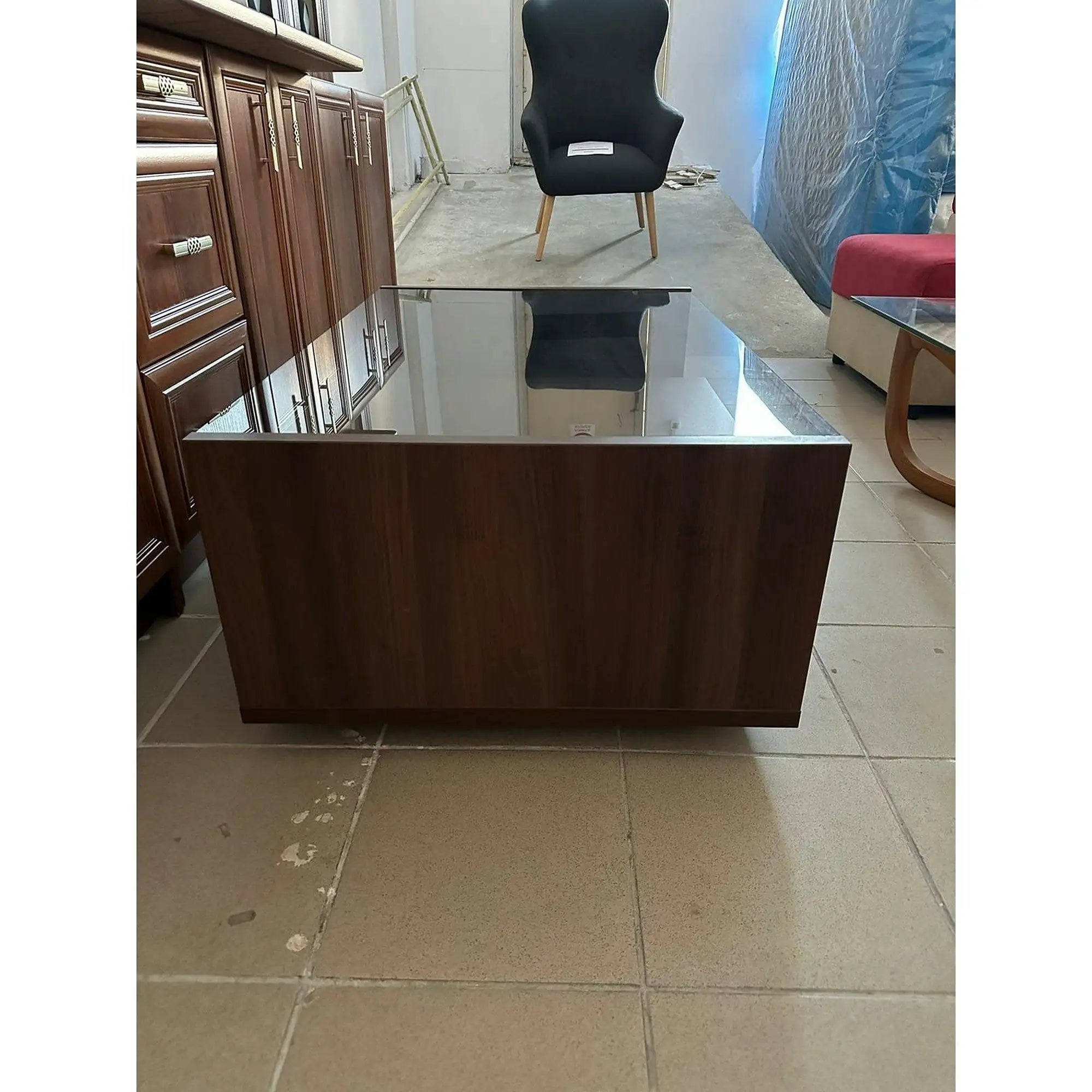 PRODUS RESIGILAT - Masuta cafea L100 ZEPPELIN, nuc, PAL/sticla, 100x65x40 cm