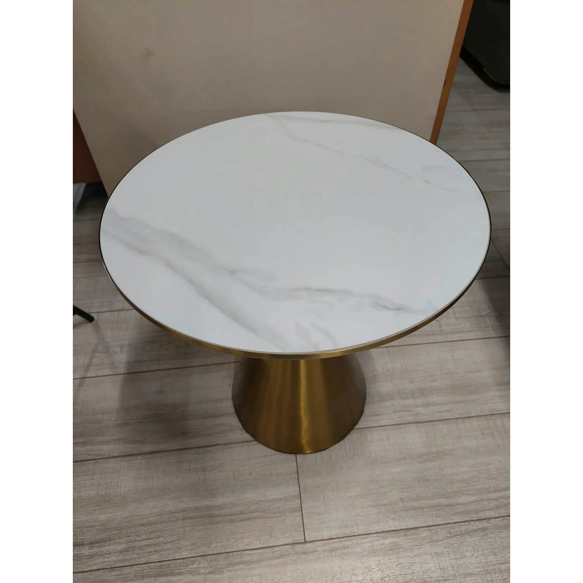 PRODUS RESIGILAT - Masuta cafea TRIBECA, alb/auriu, ceramica/otel, 50x50x52 cm
