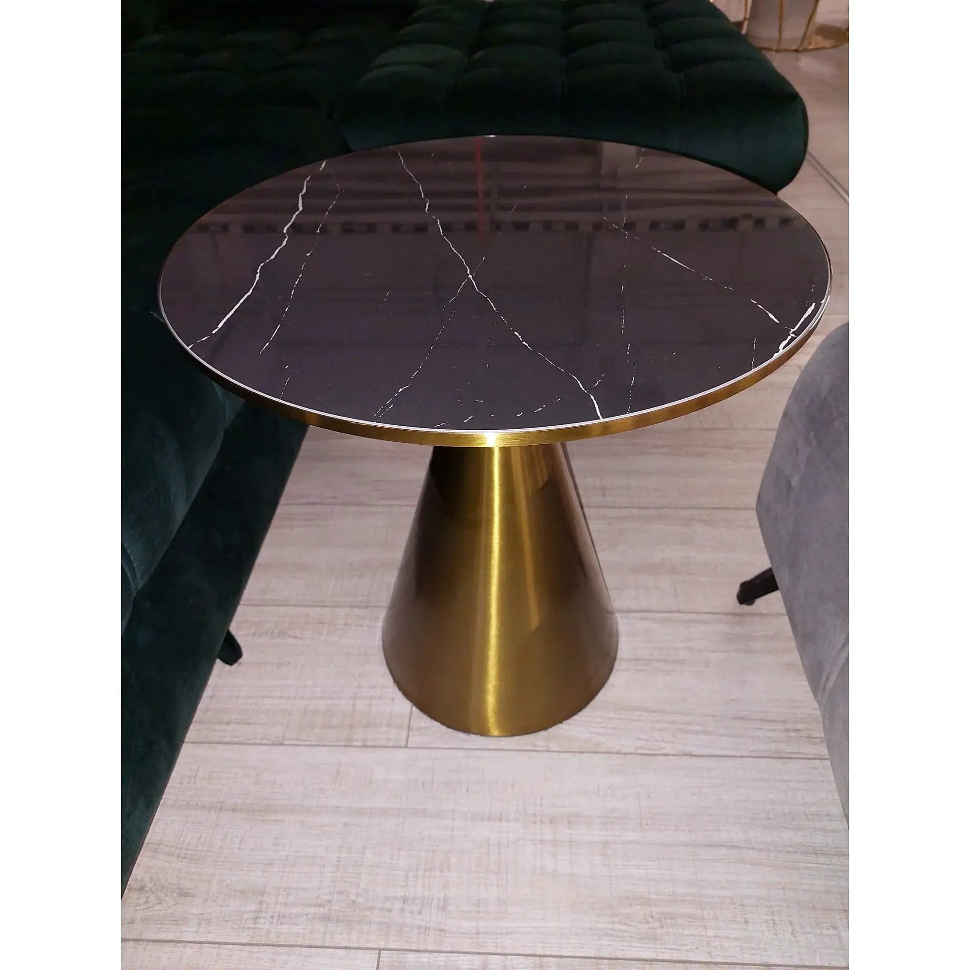 PRODUS RESIGILAT - Masuta cafea TRIBECA, negru/auriu, ceramica/otel, 50x50x52 cm