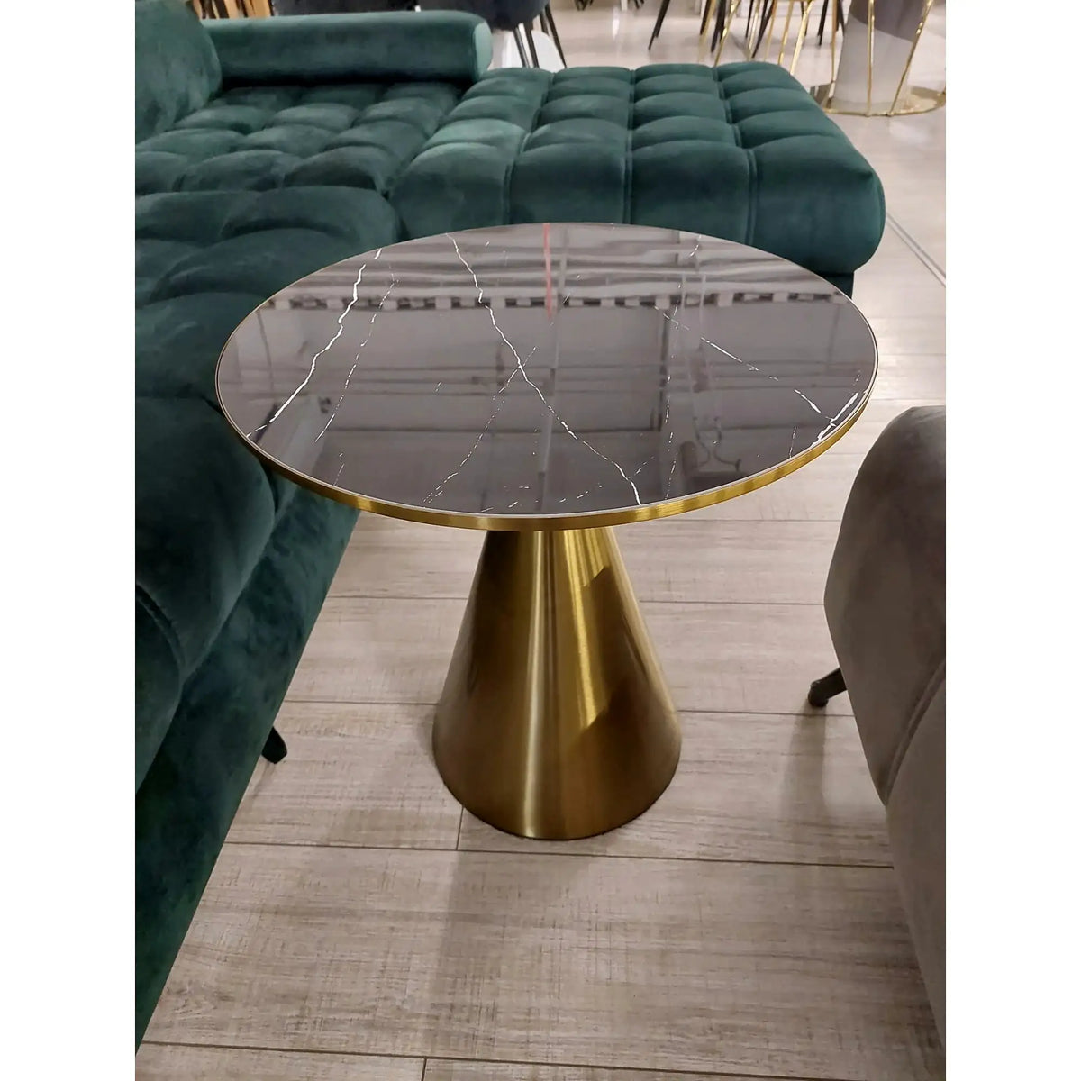 PRODUS RESIGILAT - Masuta cafea TRIBECA, negru/auriu, ceramica/otel, 50x50x52 cm
