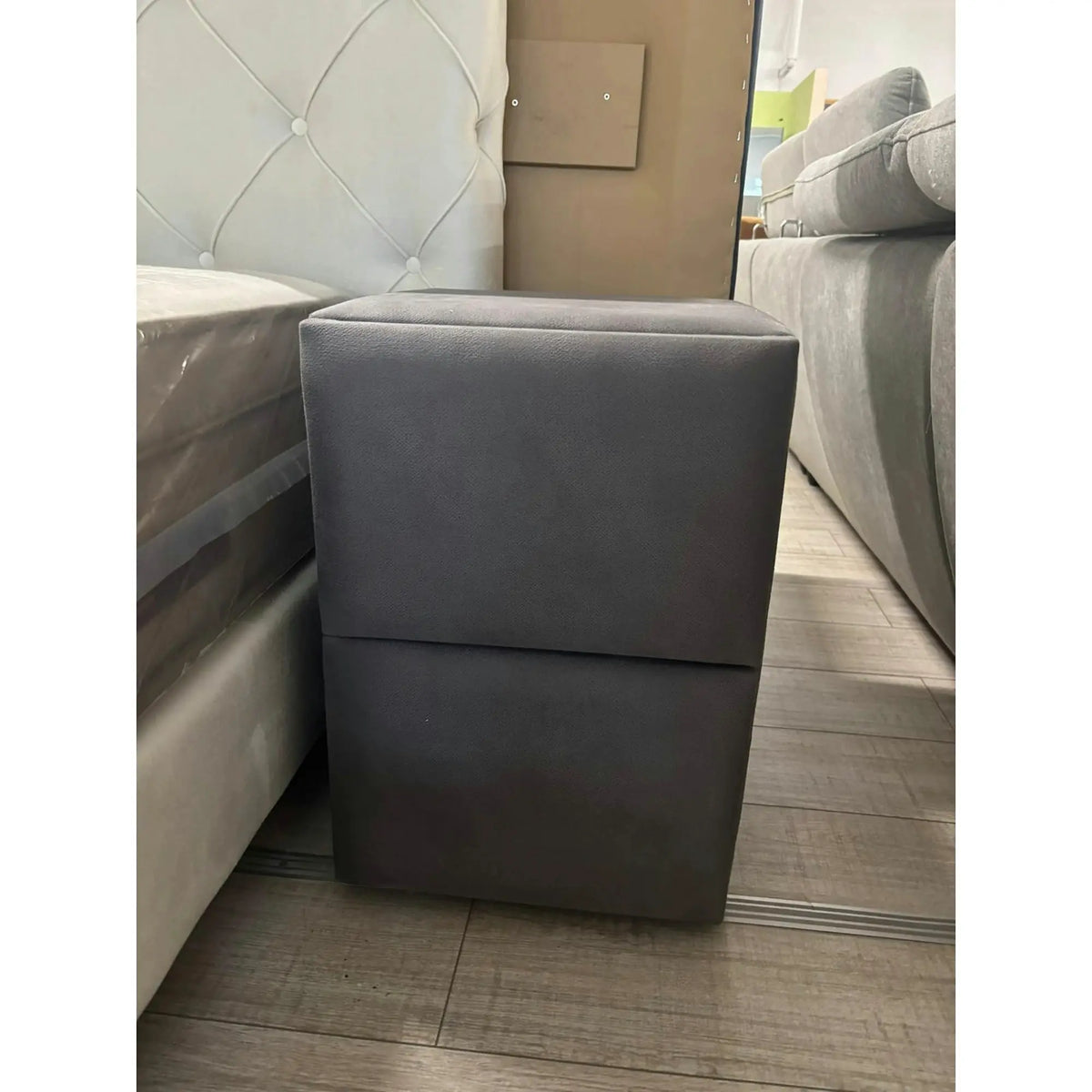 PRODUS RESIGILAT - Noptiera Lateks Comfort, gri, stofa, 50x45x50 cm