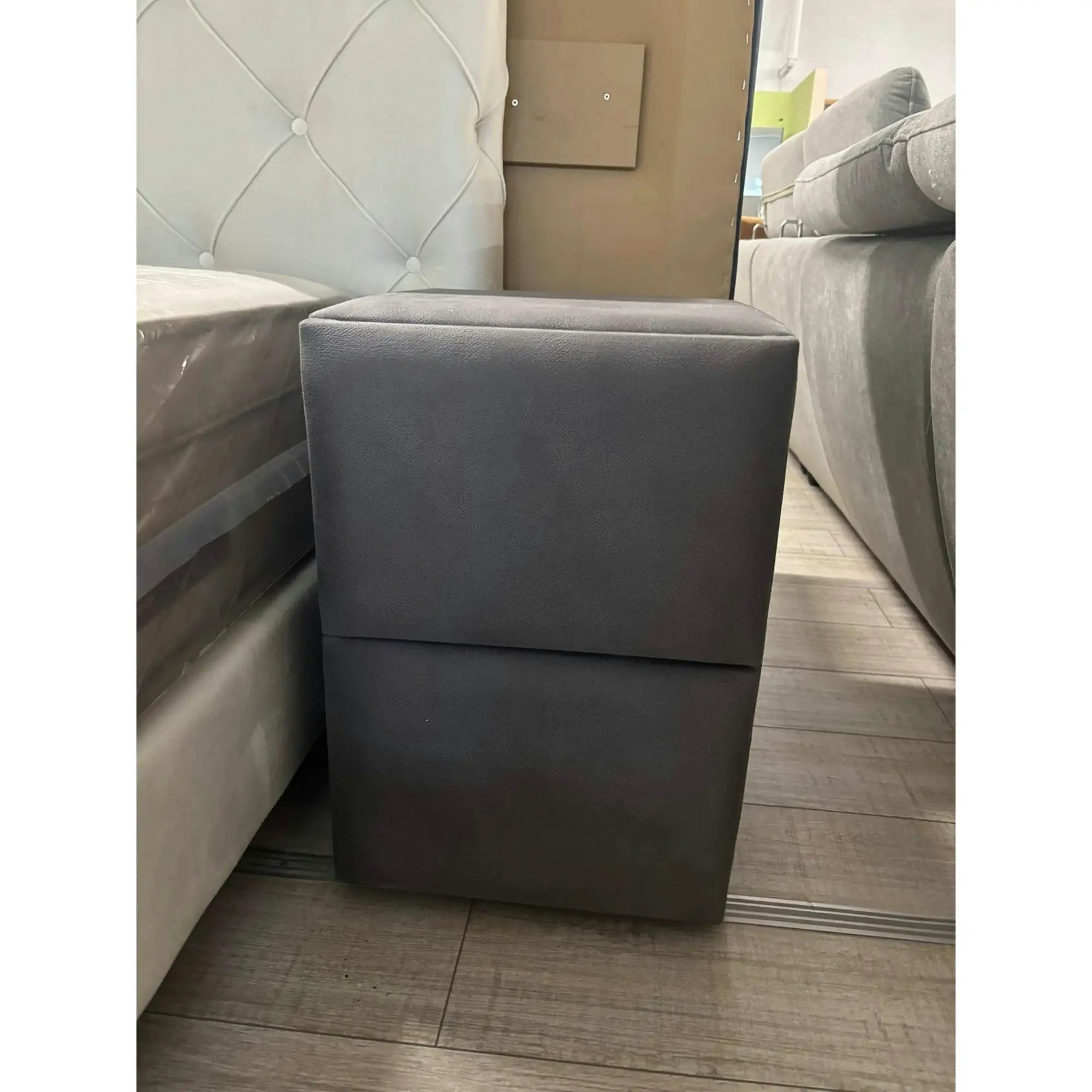 PRODUS RESIGILAT - Noptiera Lateks Comfort, gri, stofa, 50x45x50 cm