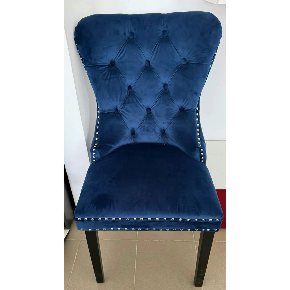 PRODUS RESIGILAT - Scaun AUGUST, stofa catifelata albastru, 56x65x98 cm